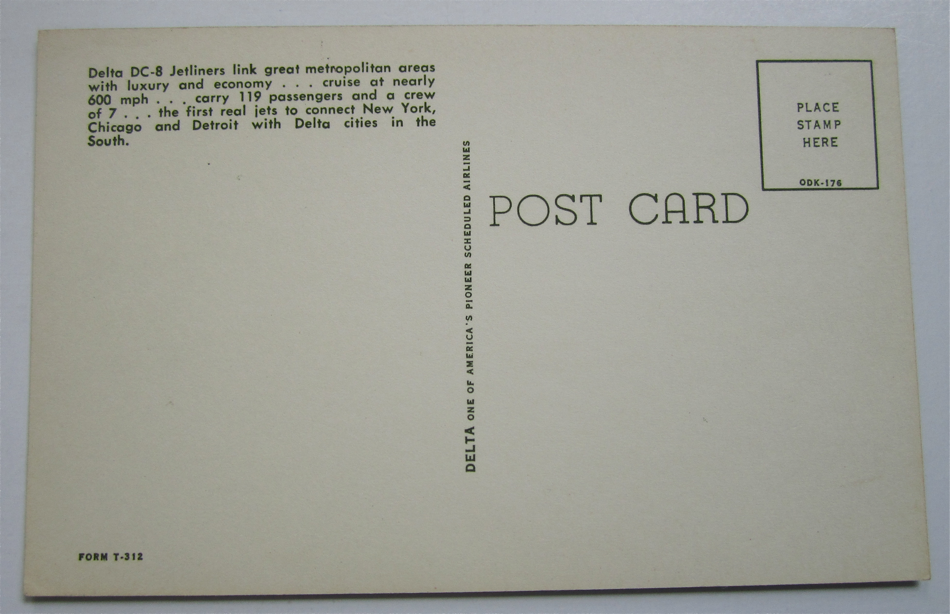 Delta DC-8 Jetliner Postcard