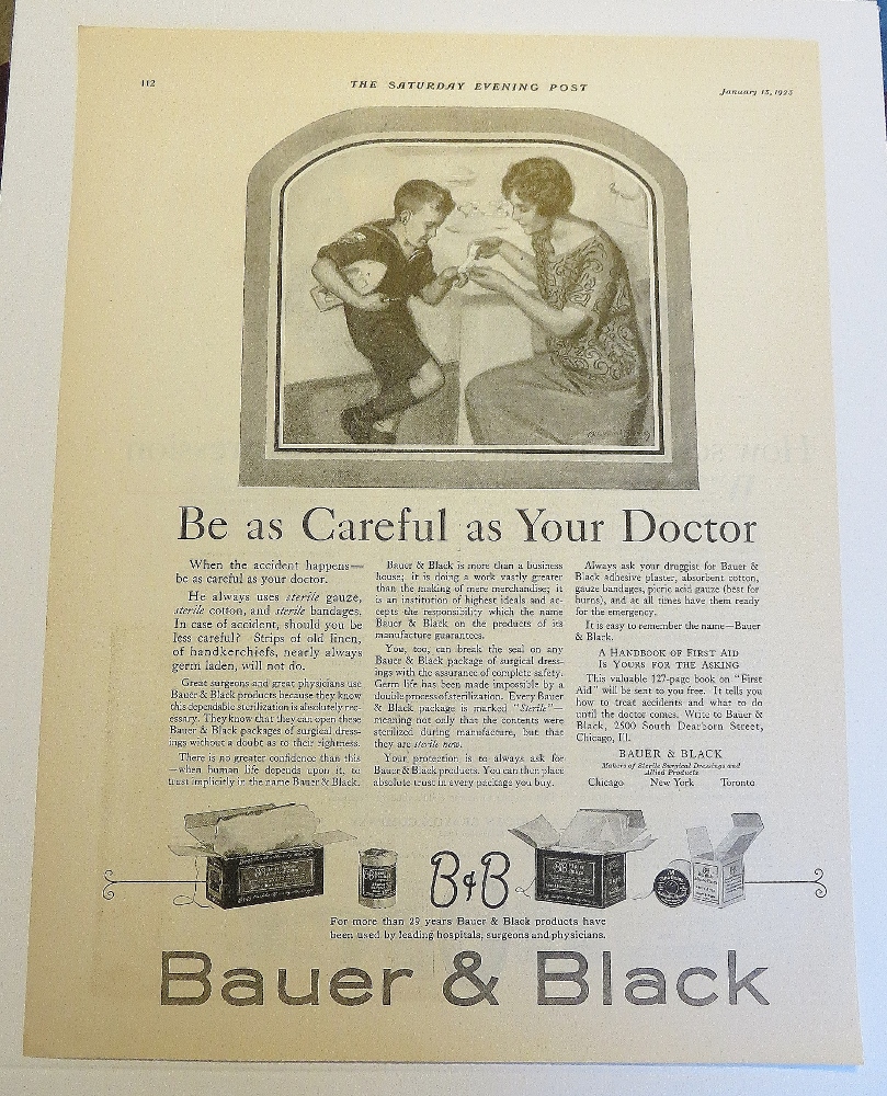 1923 Bauer & Black With Mom Bandaging Boy's Finger