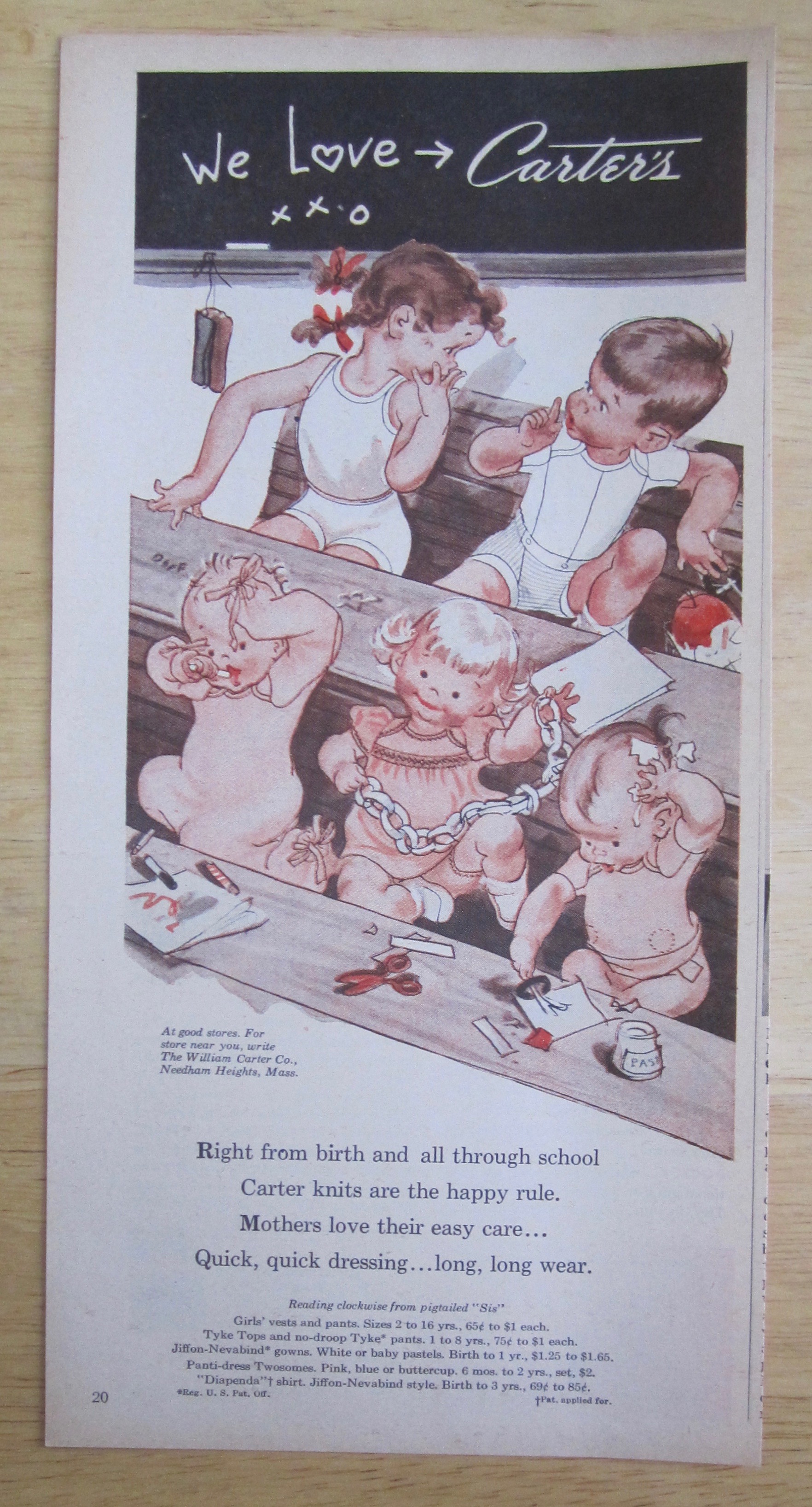 1950 Carter's Knits with Children in Classroom