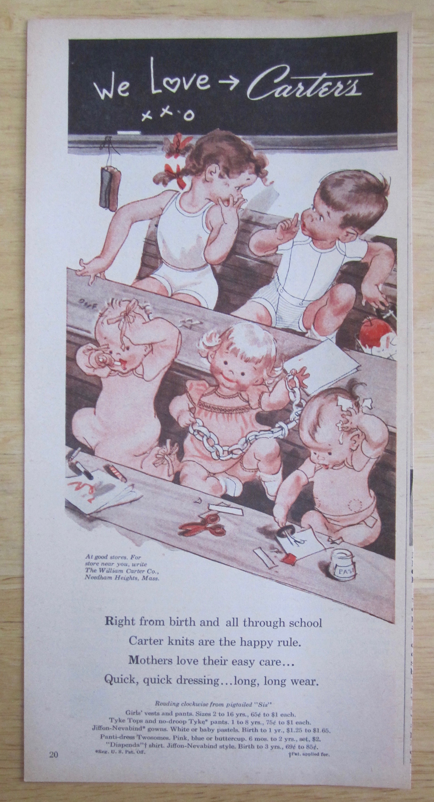 1950 Carter's Knits with Children in Classroom