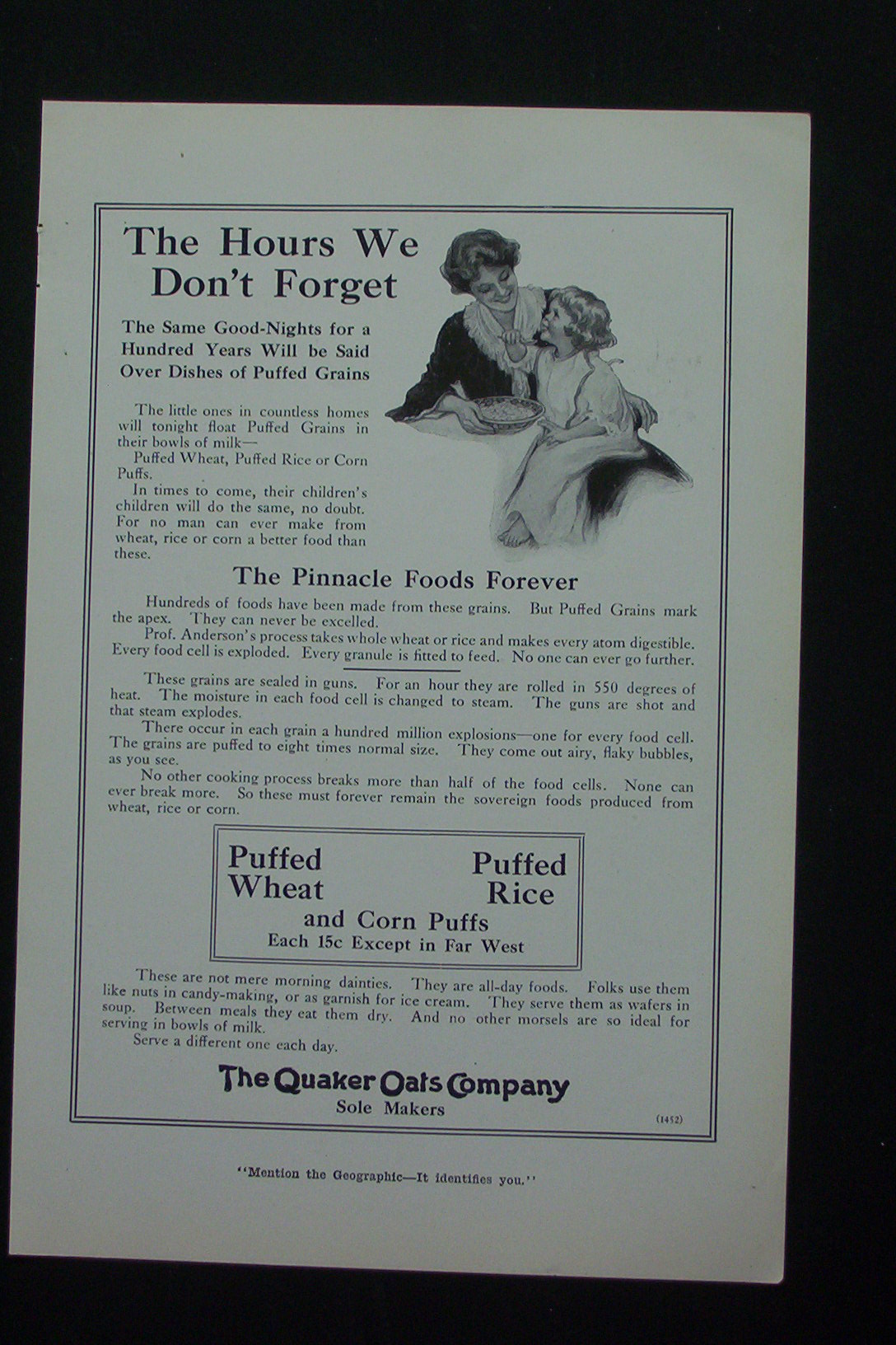 1917 Quaker Oats Company with Mother & Child