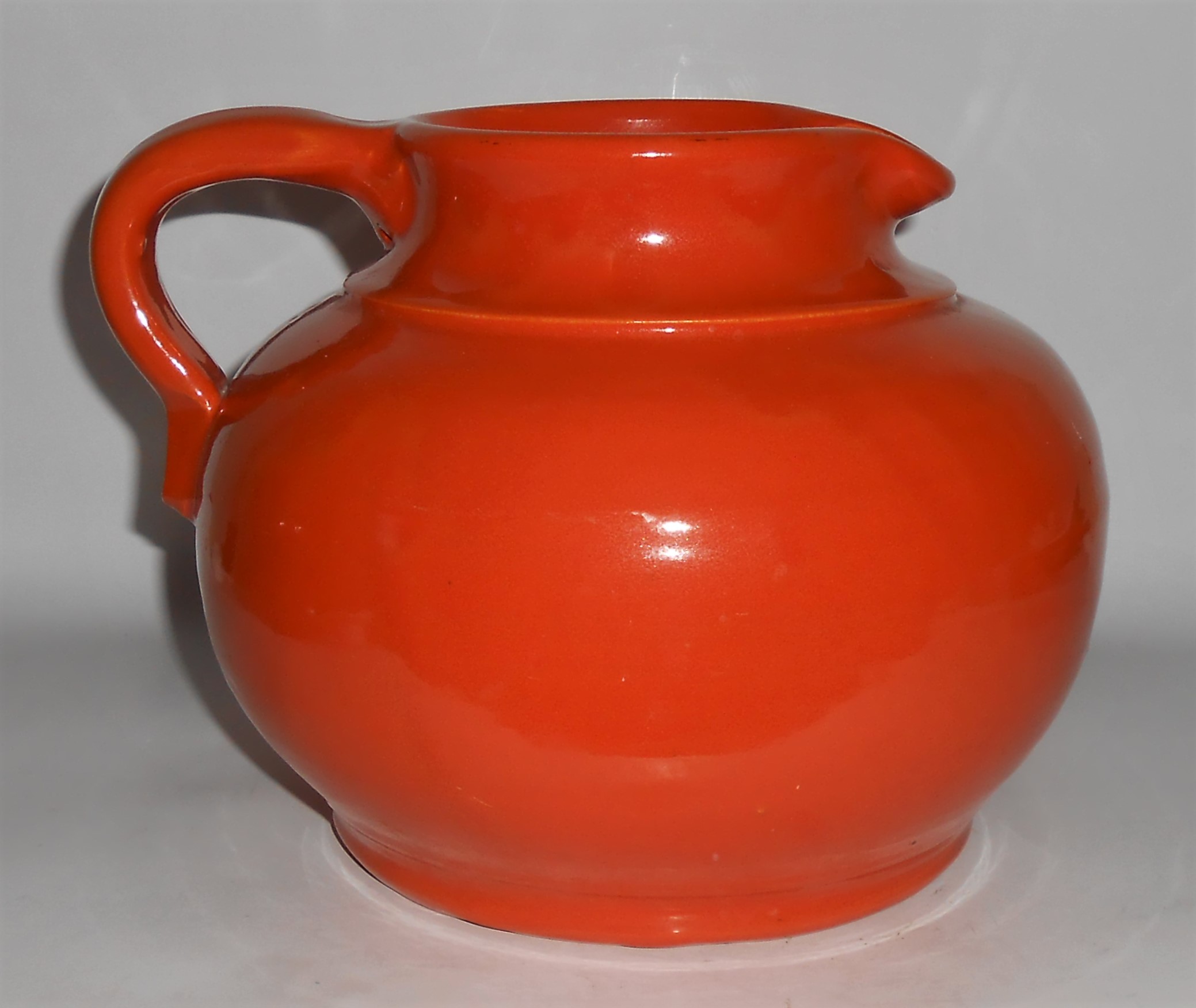 Bauer Art Pottery Matt Carlton Orange Squat Pitcher