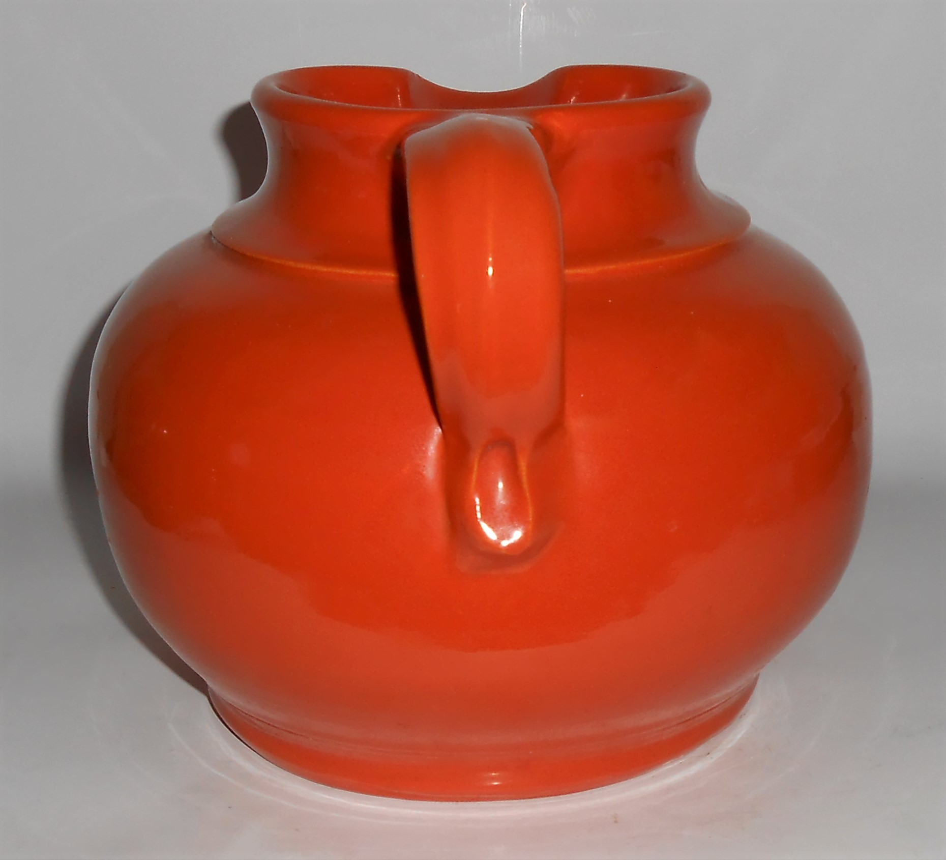 Bauer Art Pottery Matt Carlton Orange Squat Pitcher