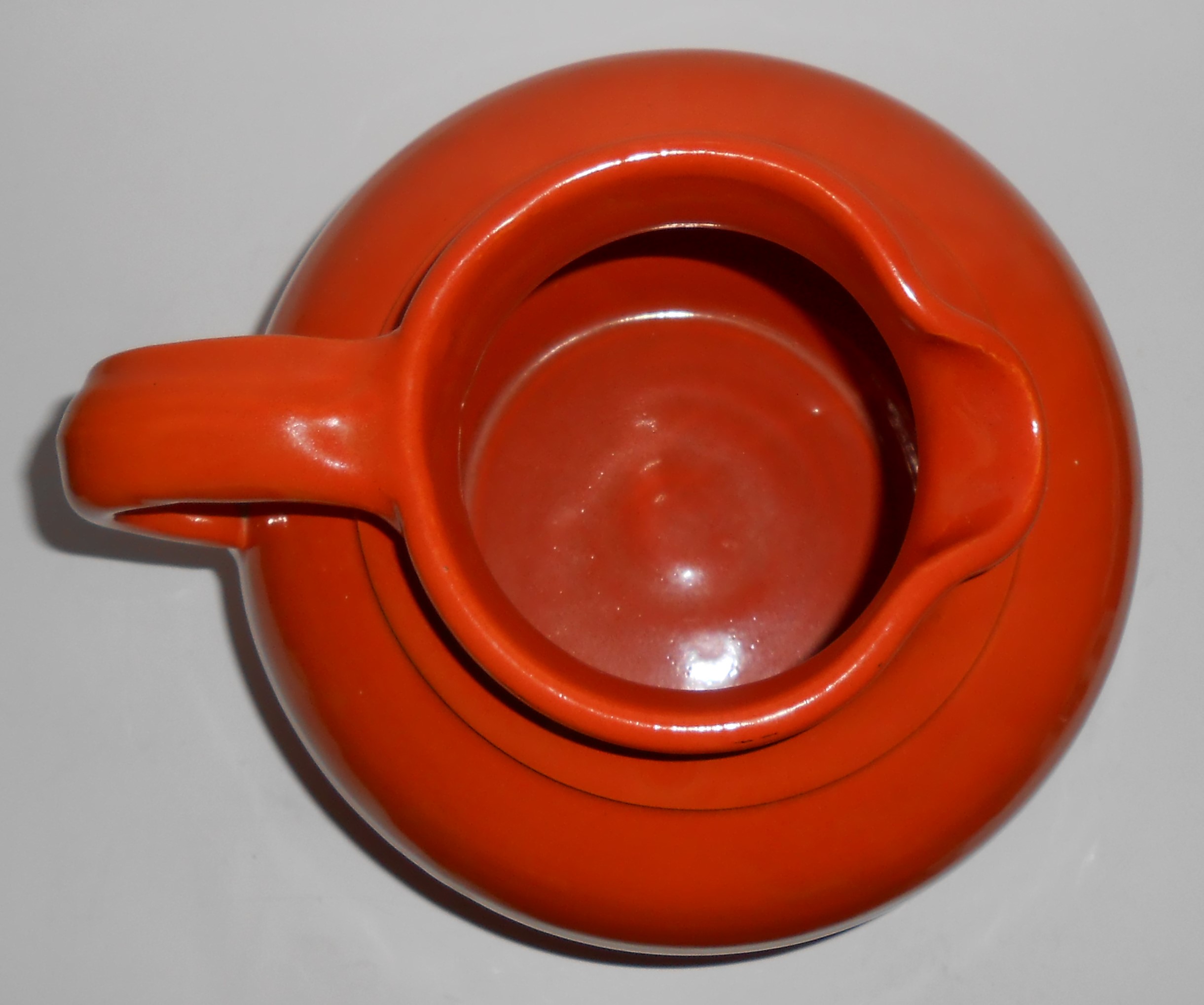 Bauer Art Pottery Matt Carlton Orange Squat Pitcher