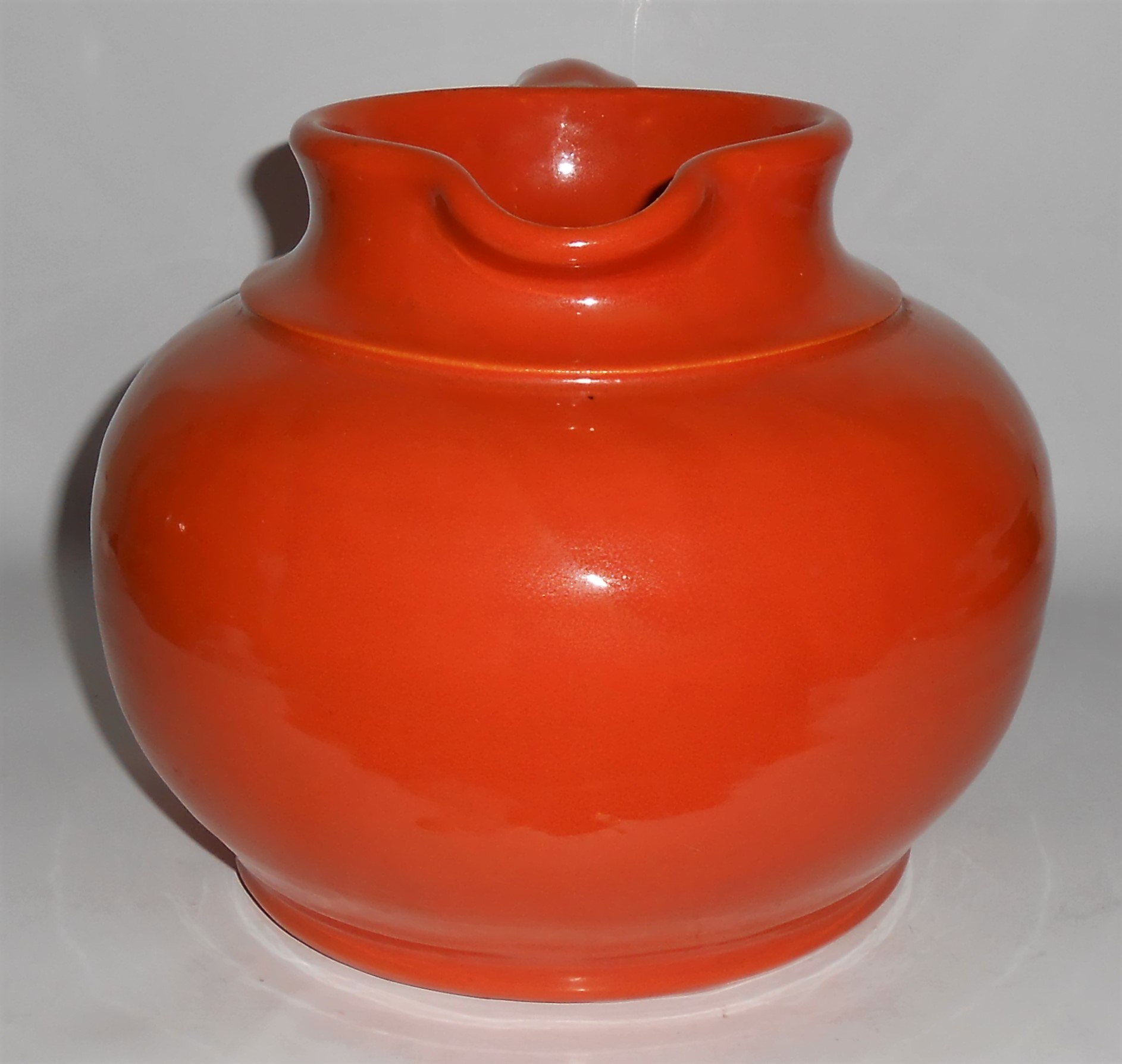 Bauer Art Pottery Matt Carlton Orange Squat Pitcher