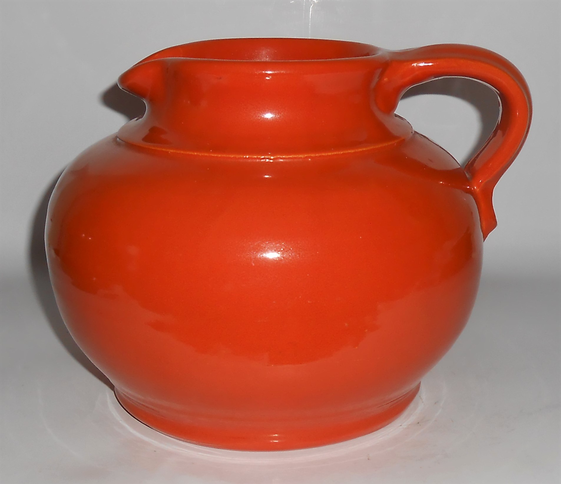 Bauer Art Pottery Matt Carlton Orange Squat Pitcher