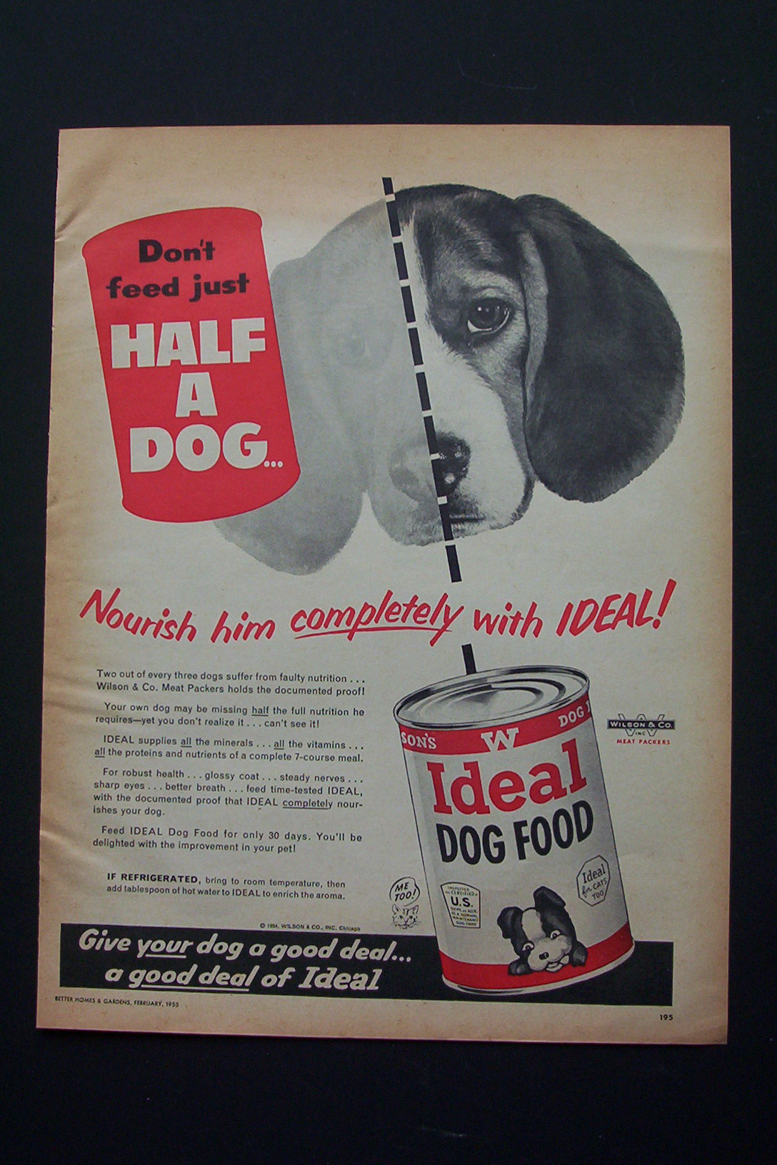 1956 Ideal Dog Food with Just Half Of A Dog