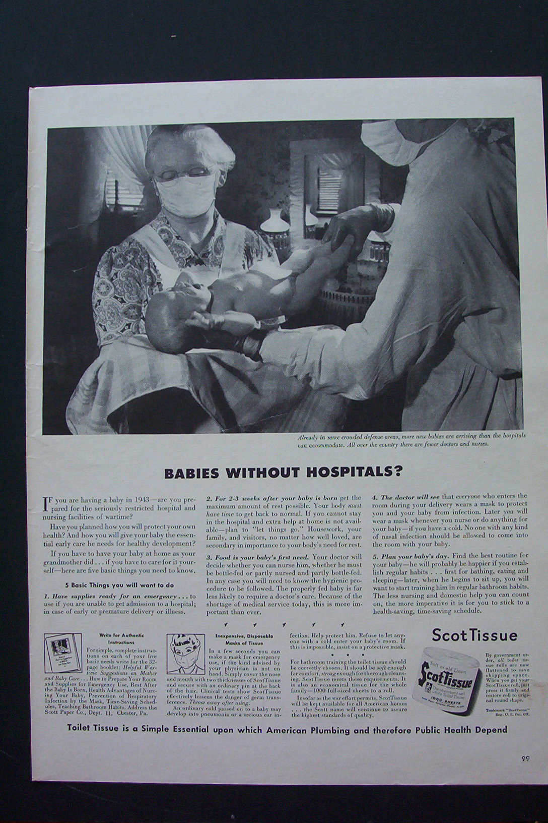 1943 Scottissue Toilet Tissue with Doctor & Nurse