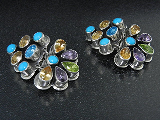 Navajo Sterling Silver Gemstone Geneva Apachito Earring