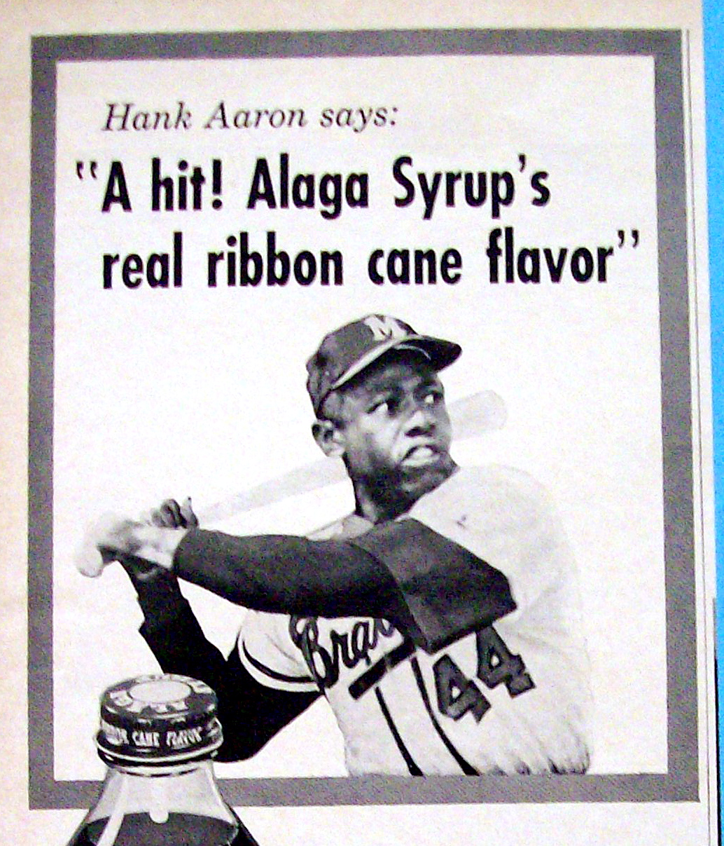 1963 Alaga Syrup with Baseball's Great Hank Aaron