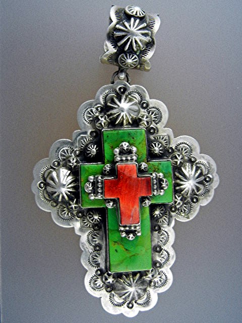 Navajo Sterling Silver Mojave Turquoise Spiny By Gary G