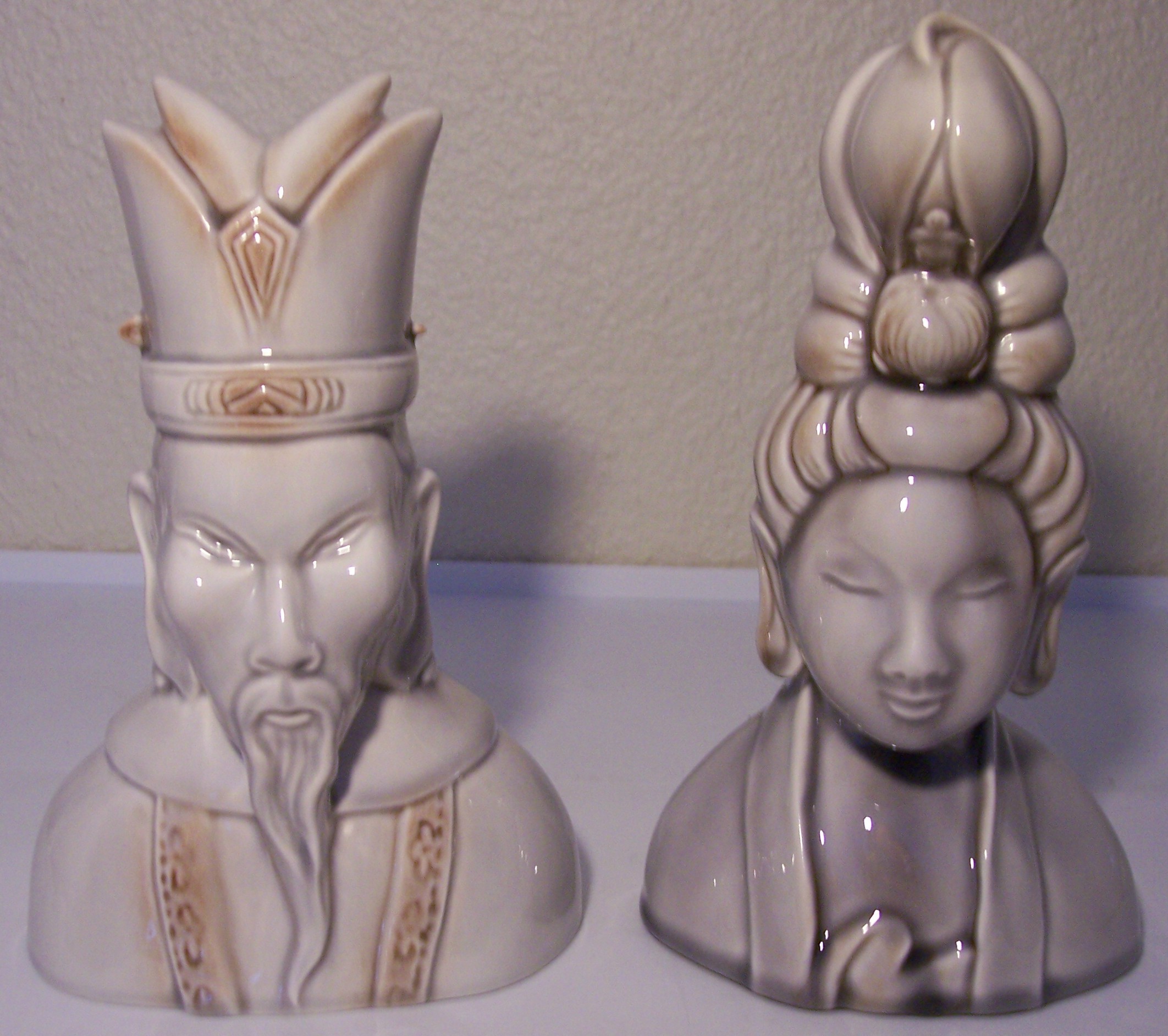 Roselane Pottery Pair Oriental Figurines!