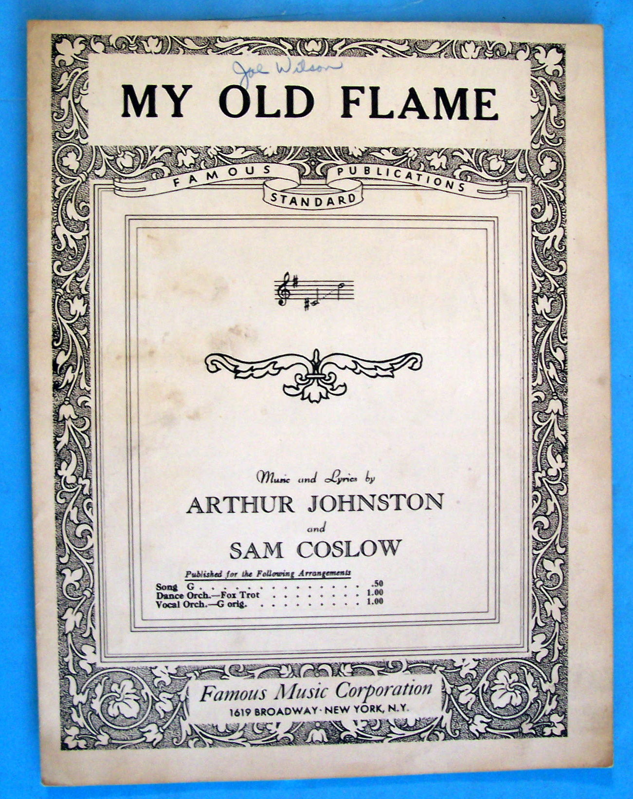 Sheet Music For 1934 My Old Flame