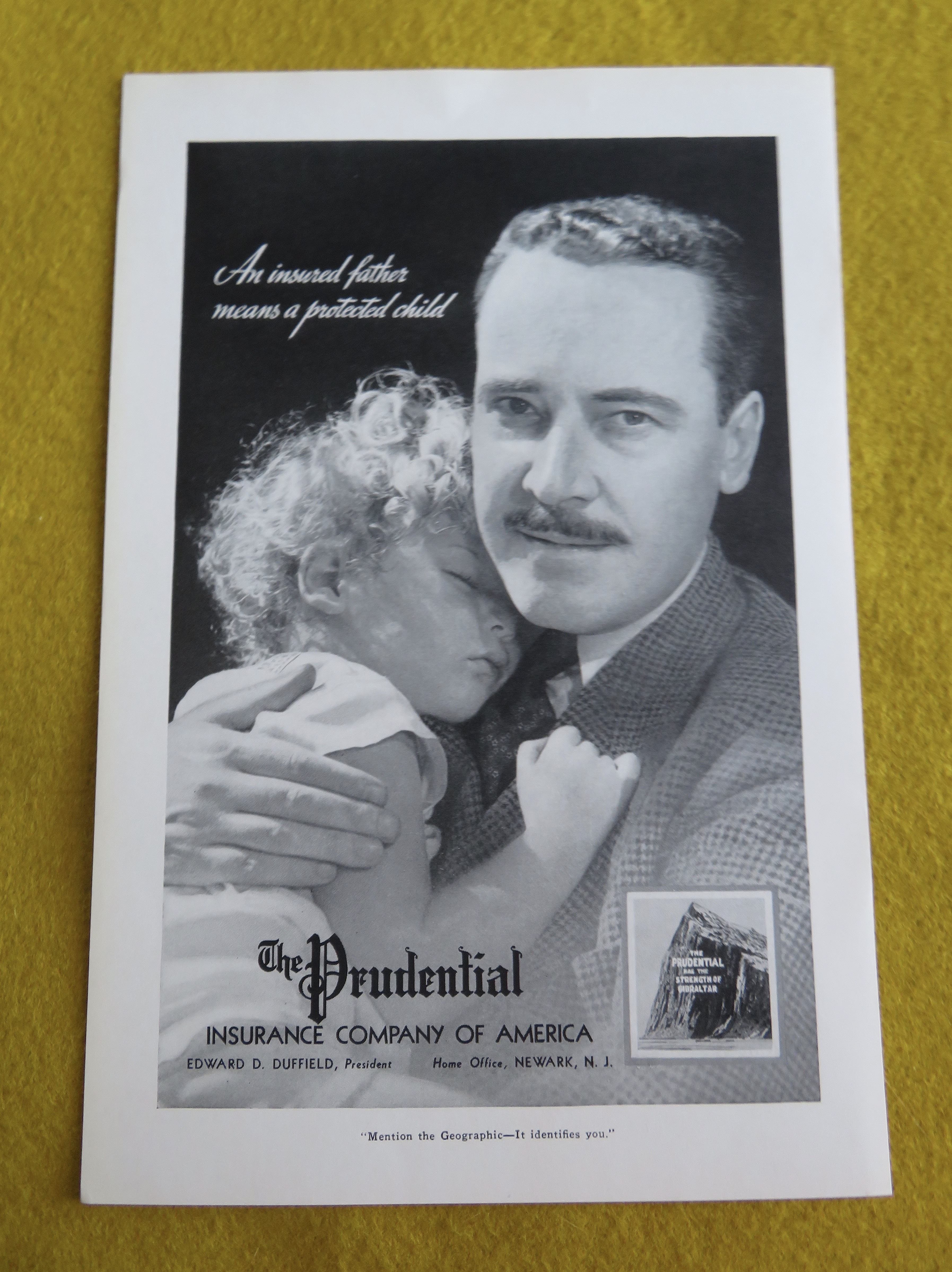 1938 The Prudential Life Insurance Co w Father & Child
