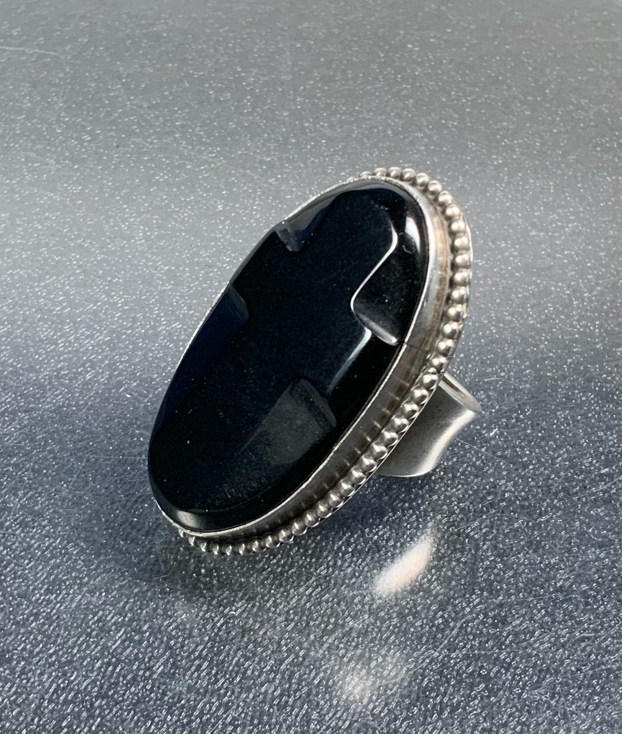 David Troutman Silver Creations Onyx Cross Ring