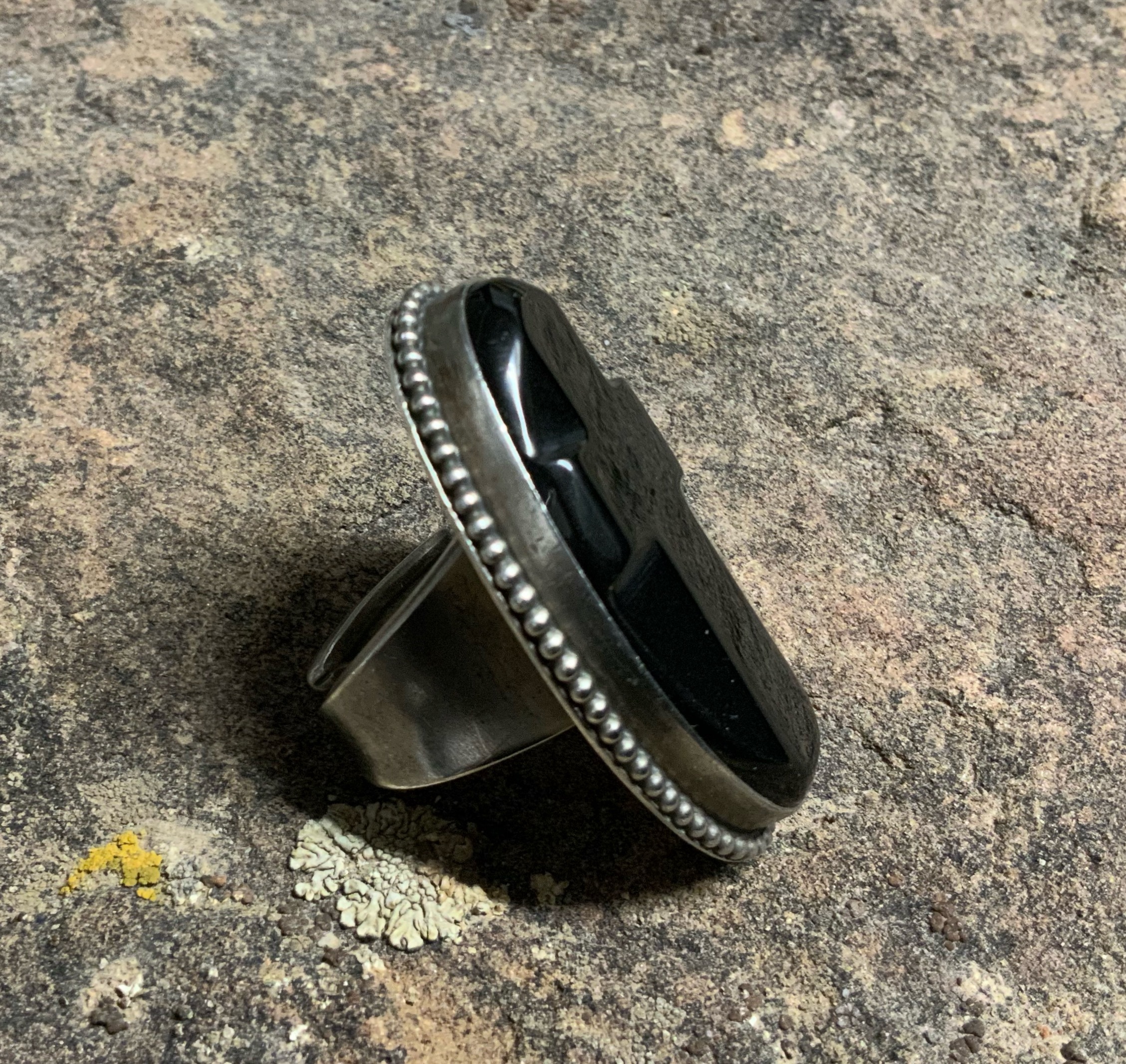 David Troutman Silver Creations Onyx Cross Ring