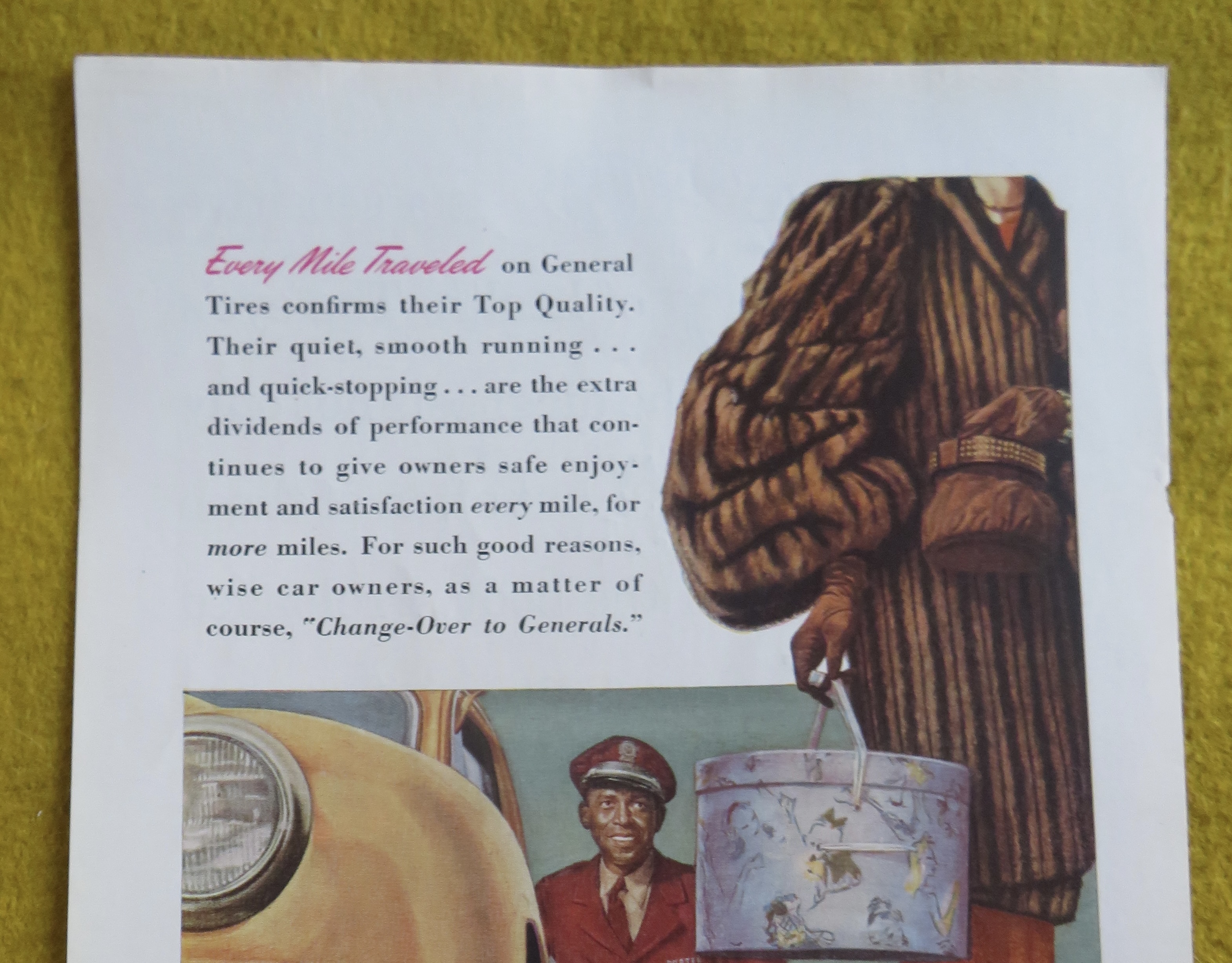 1946 General Tire with Woman Walking & Man with Bags