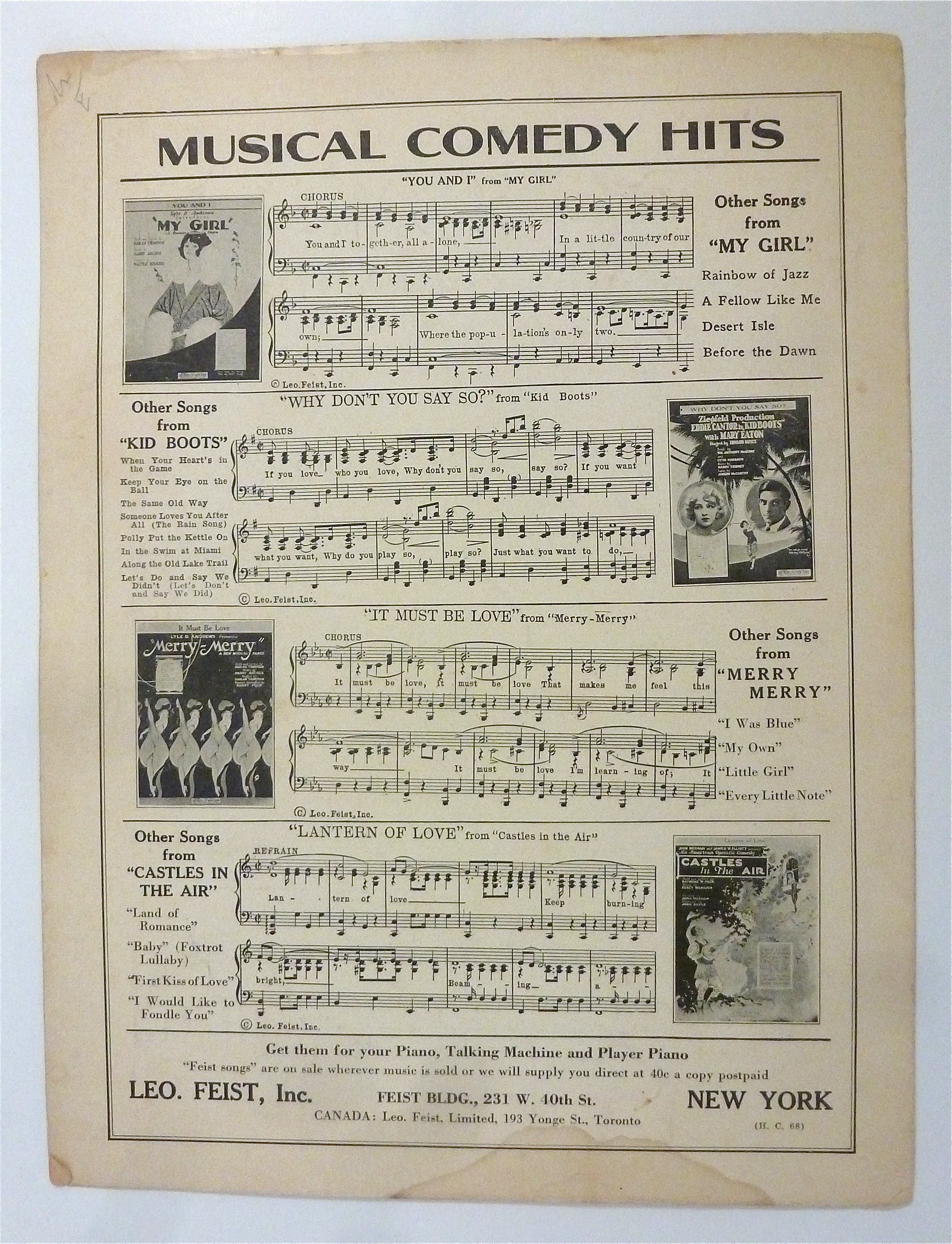 Sheet Music For 1921 Only One Love Ever Fills The Heart