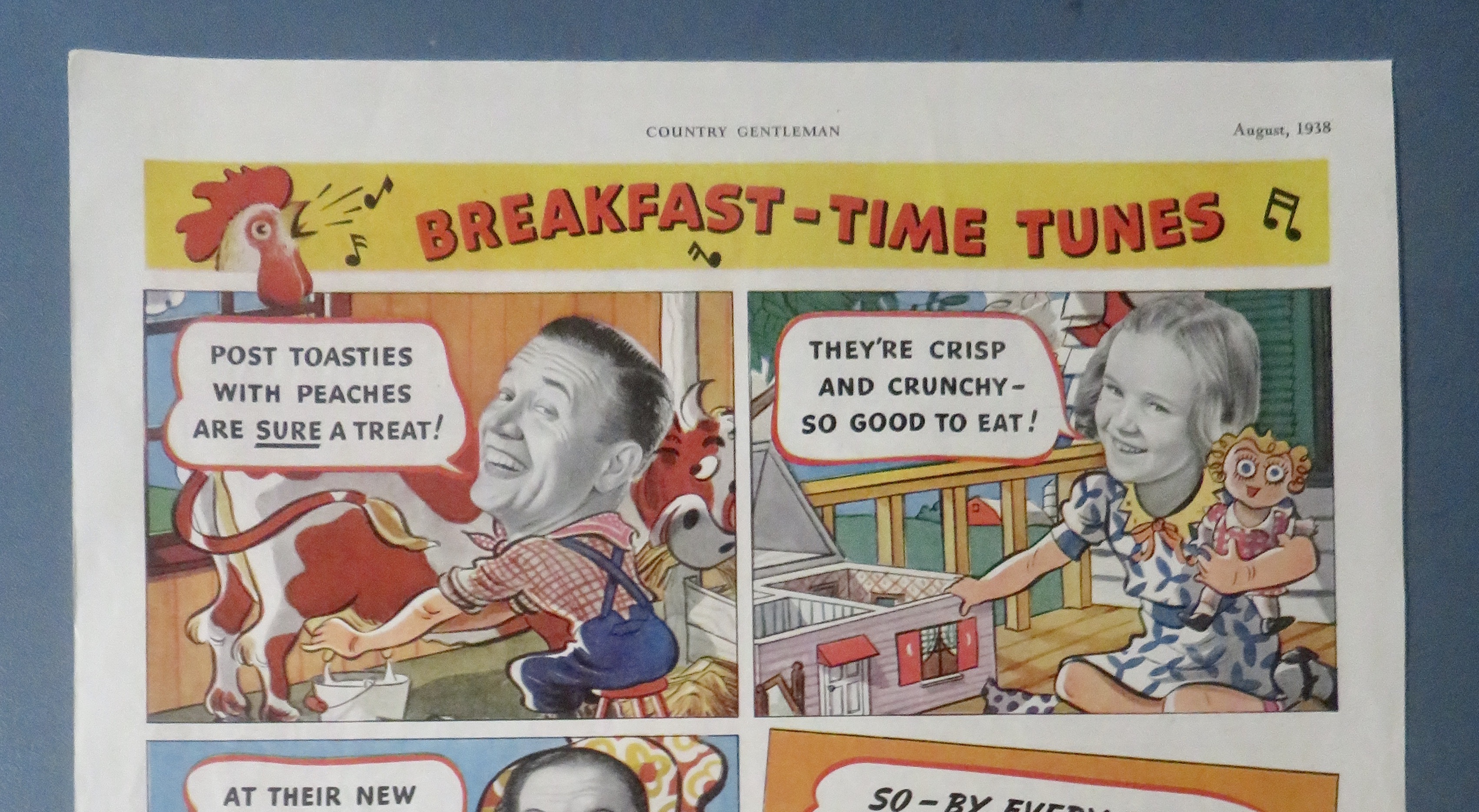 1938 Post Toasties Corn Flakes with Breakfast Time Tune