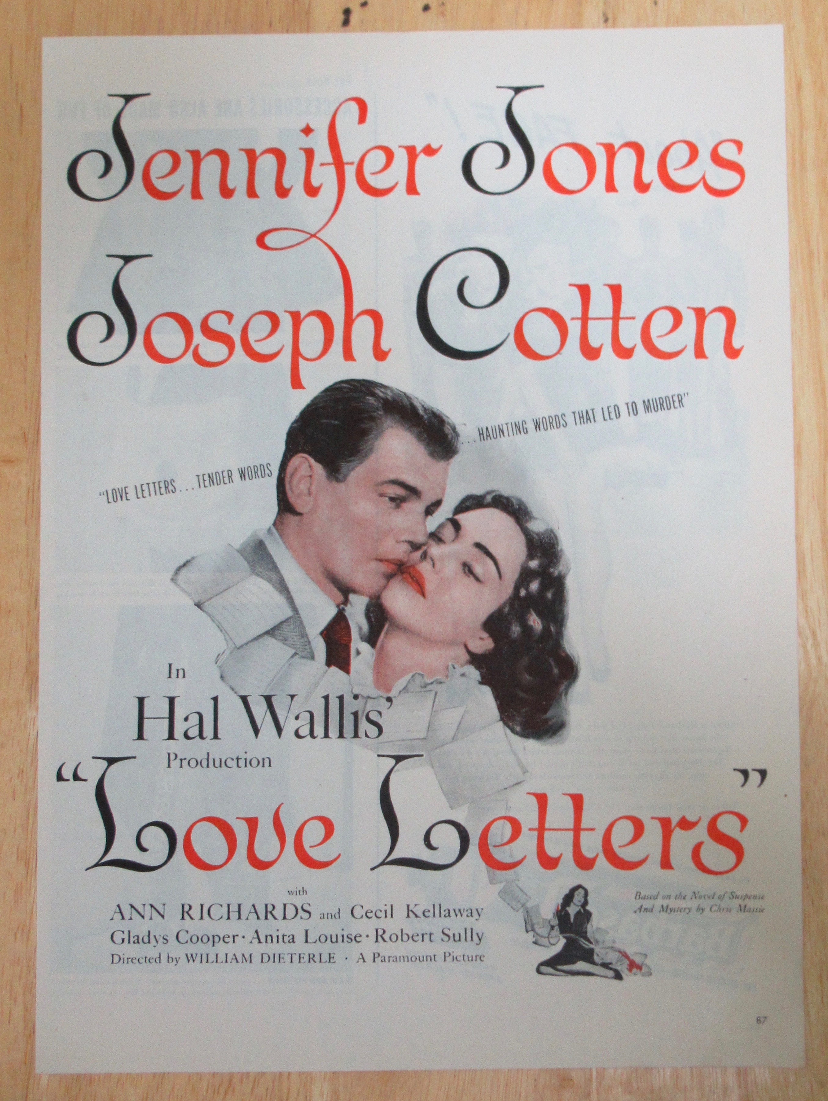 1945 Love Letters with Joseph Cotten & Jennifer Jones