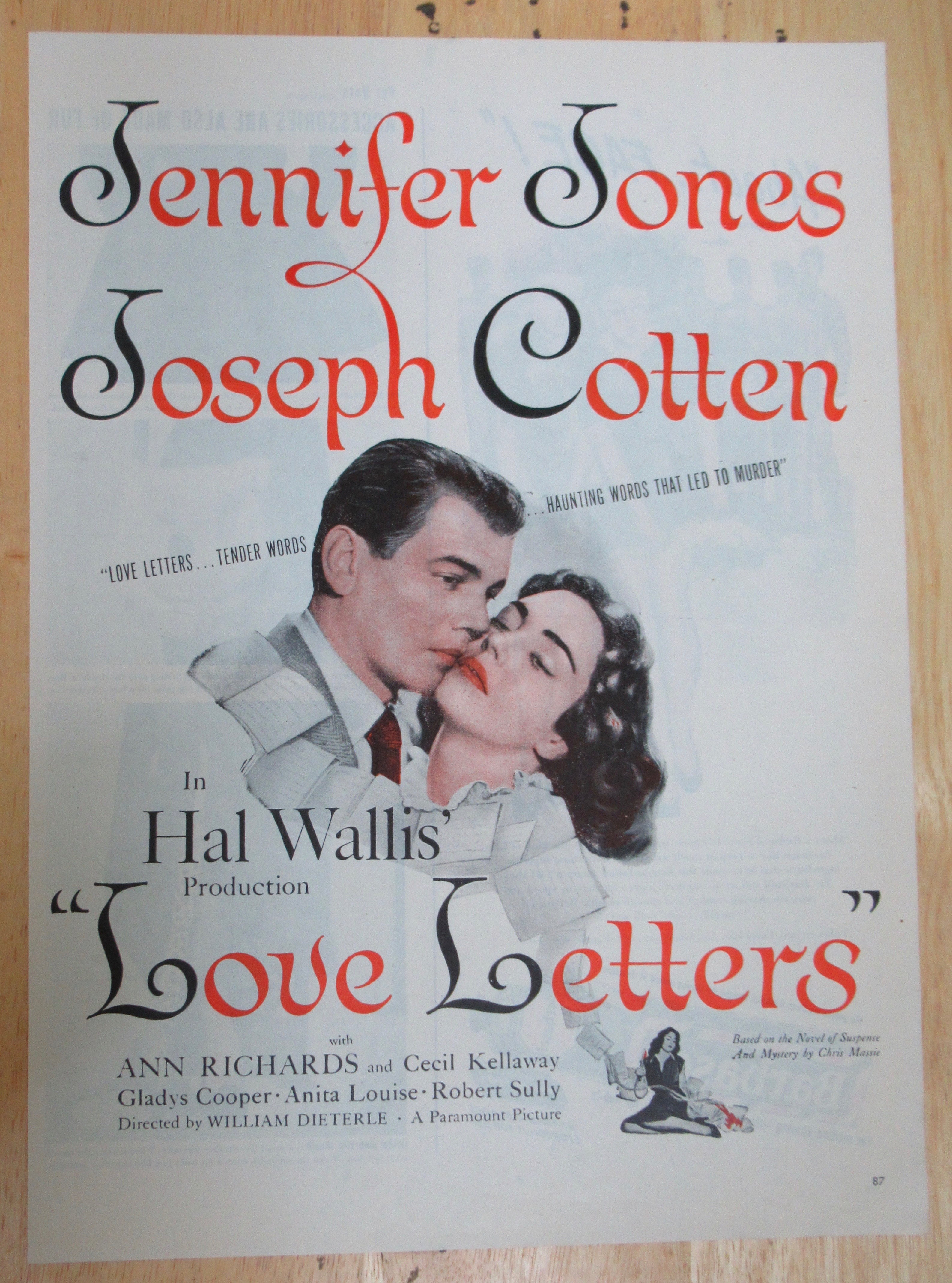 1945 Love Letters with Joseph Cotten & Jennifer Jones