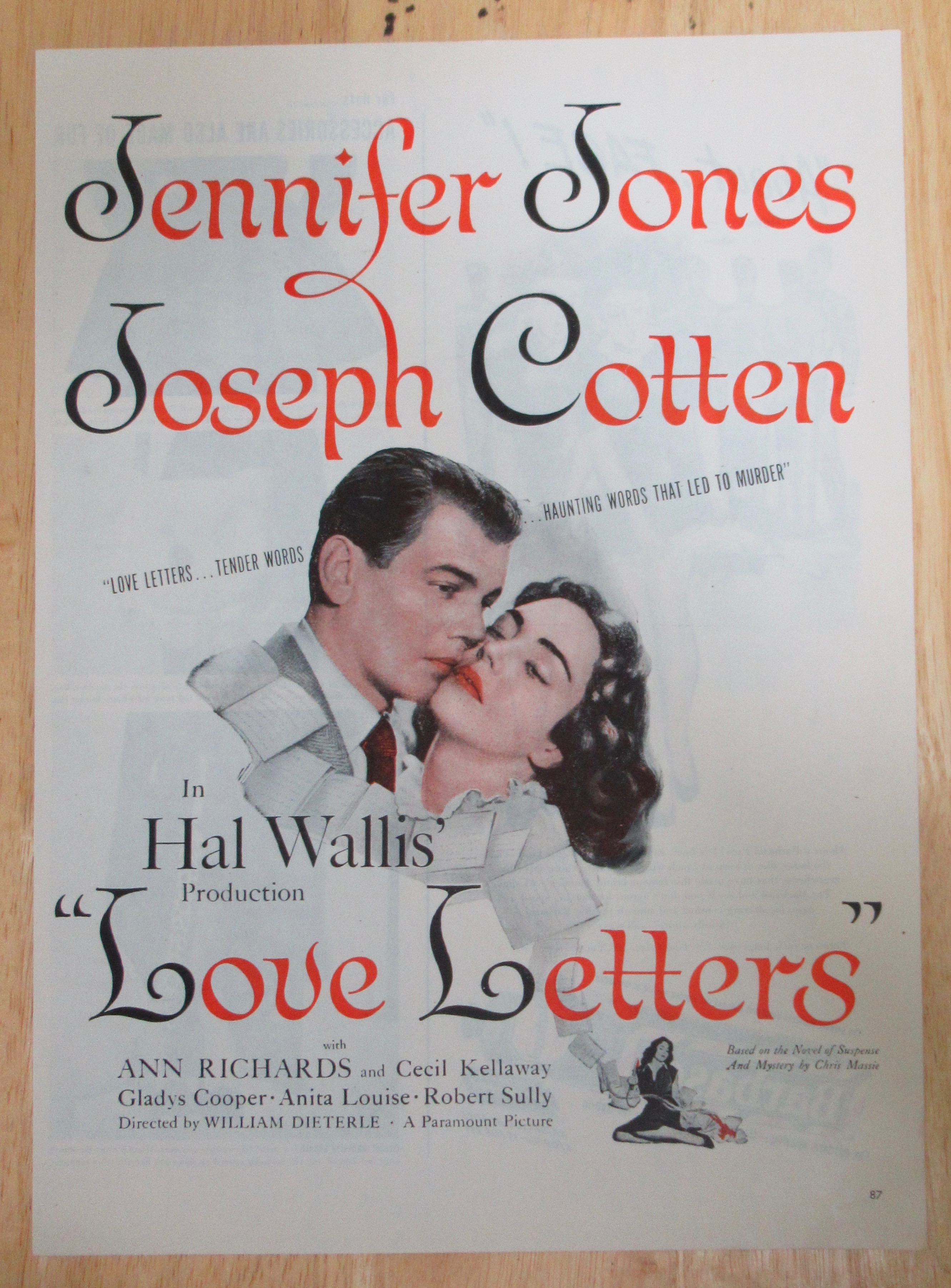 1945 Love Letters with Joseph Cotten & Jennifer Jones