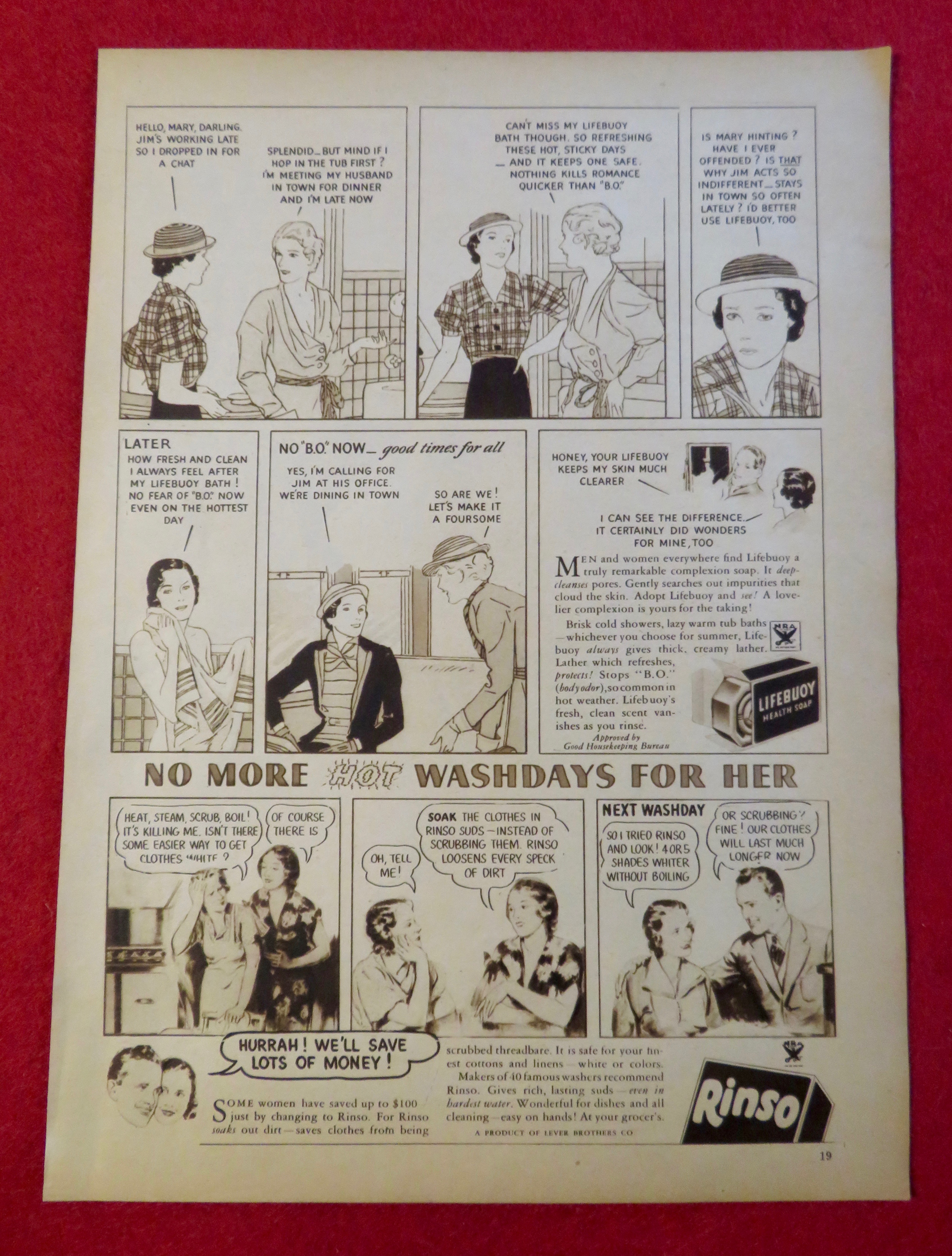 1934 Lifebuoy & Rinso Soap with No More Washdays