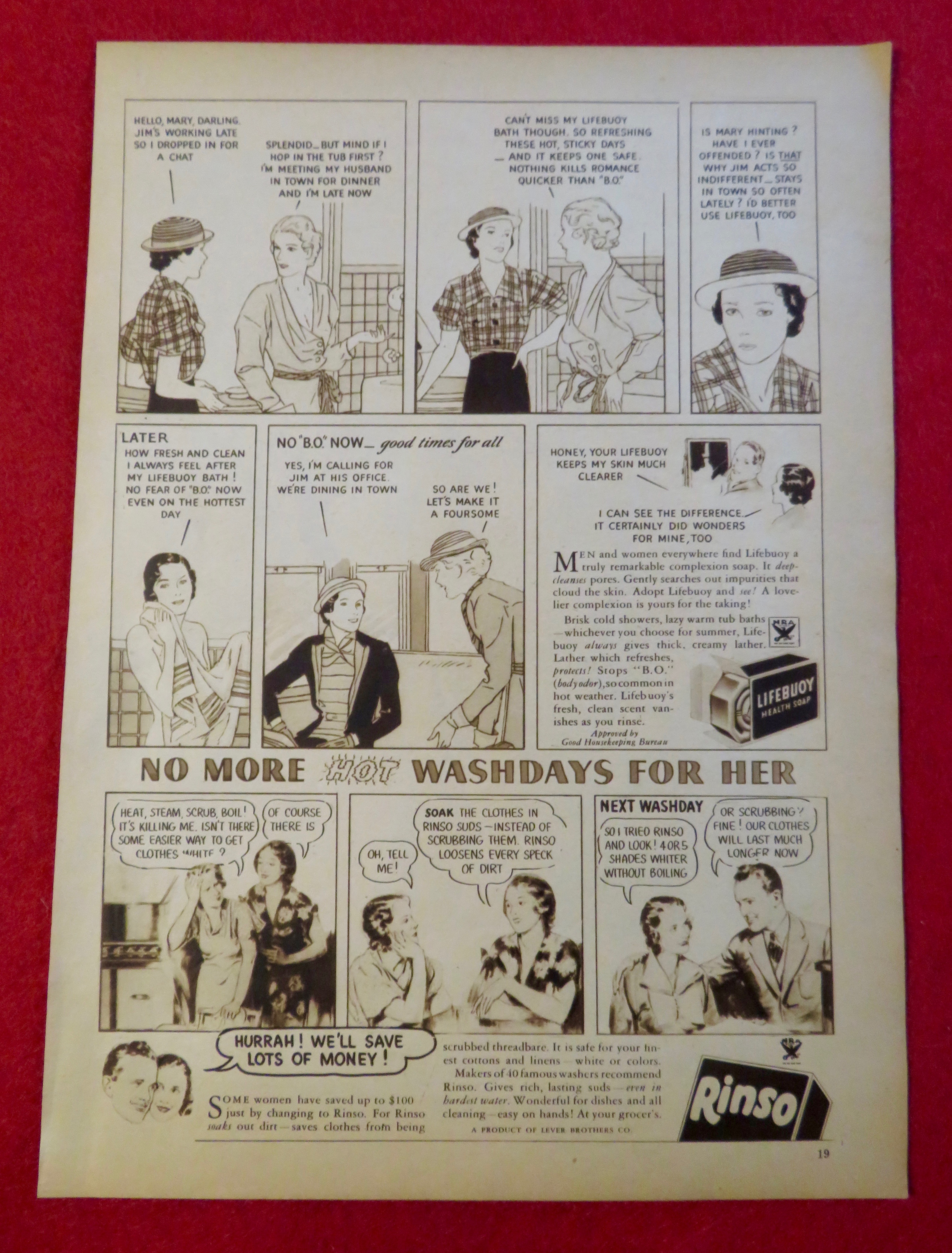 1934 Lifebuoy & Rinso Soap with No More Washdays