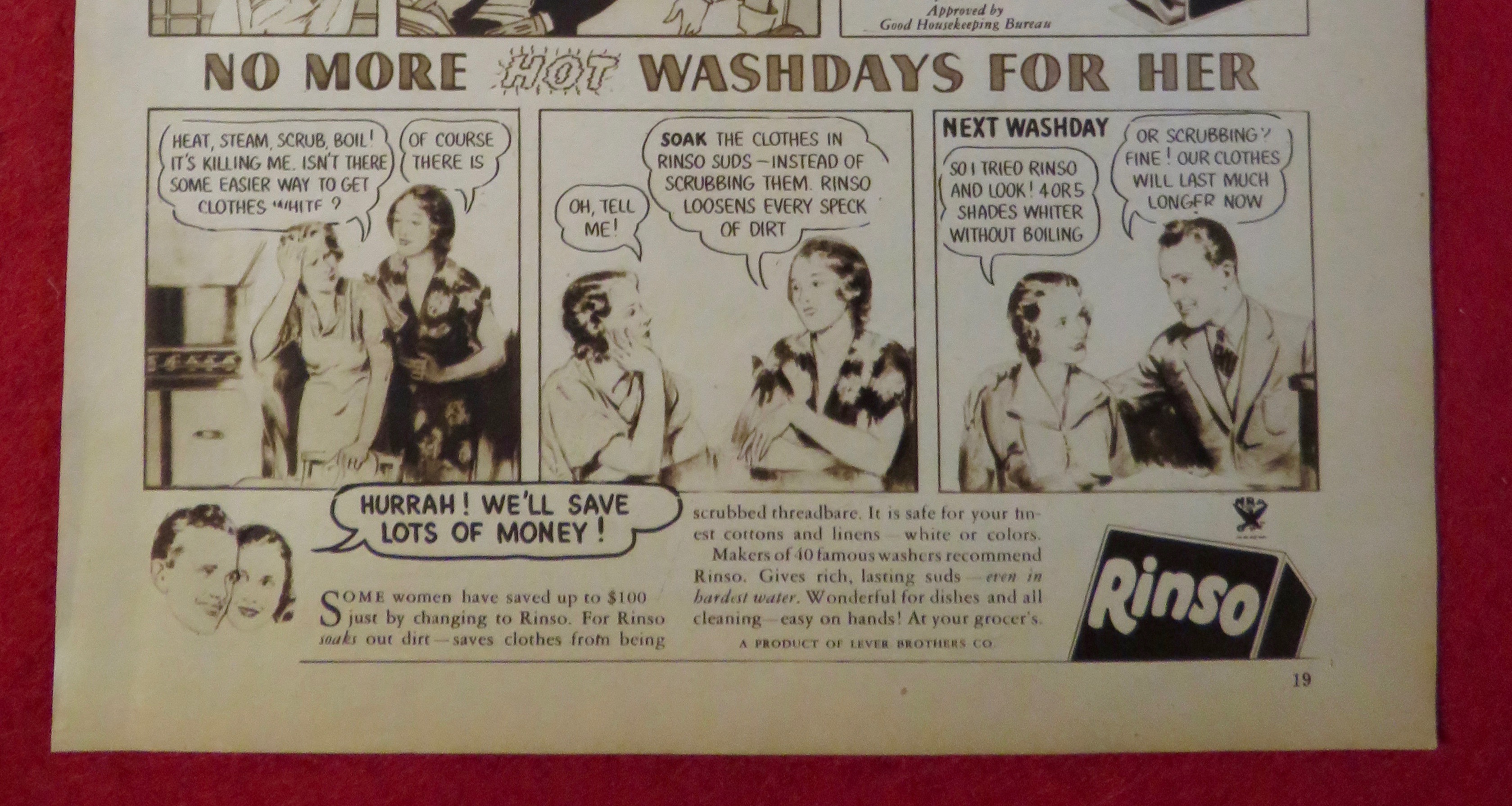 1934 Lifebuoy & Rinso Soap with No More Washdays