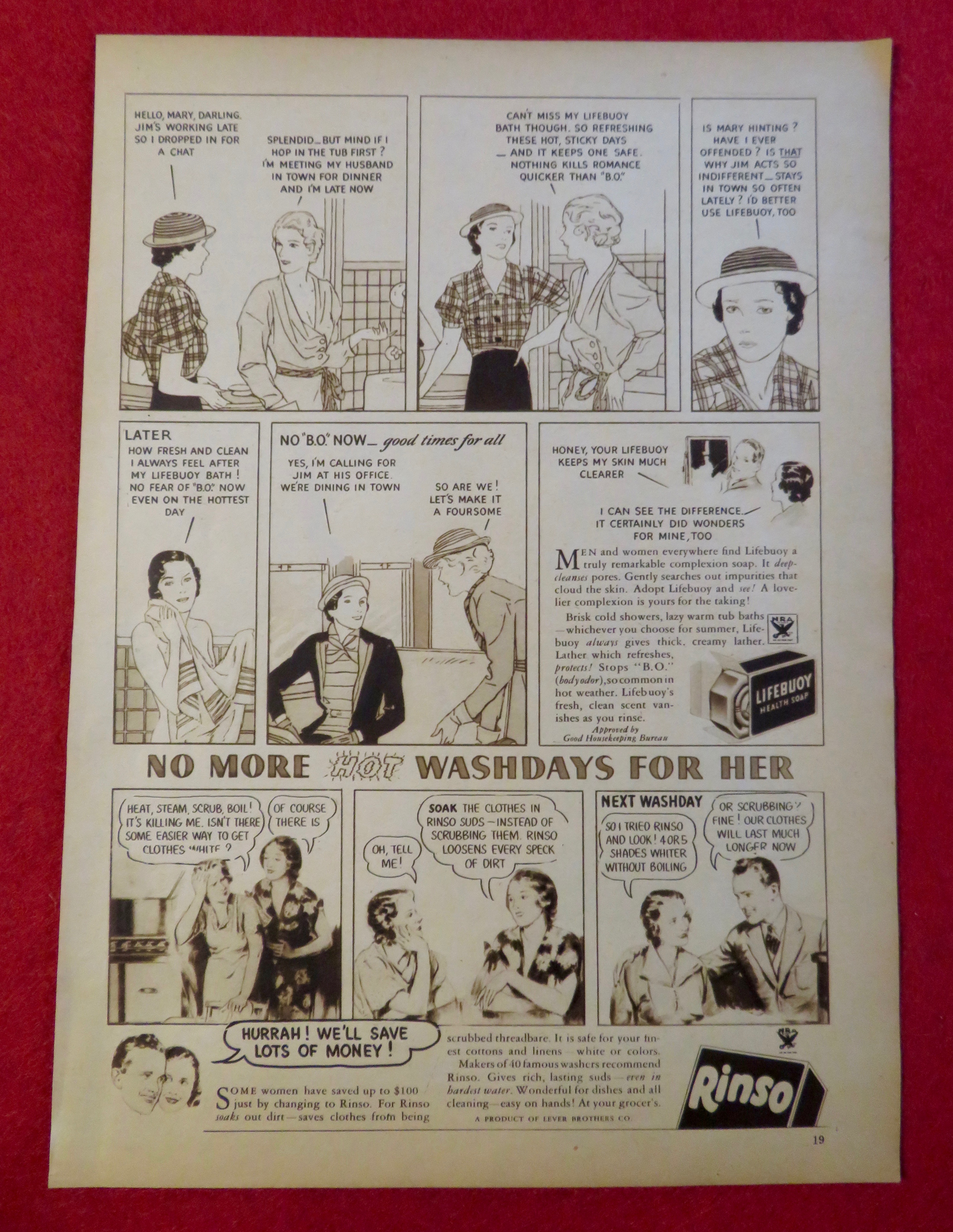 1934 Lifebuoy & Rinso Soap with No More Washdays