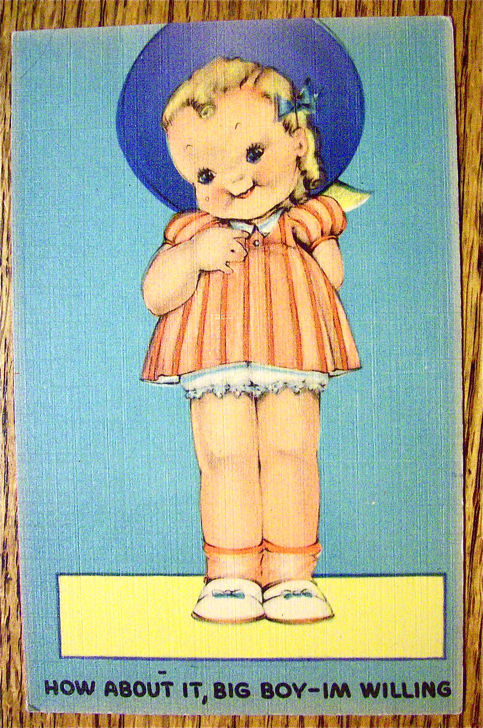 A Little Girl Standing And Thinking Postcard