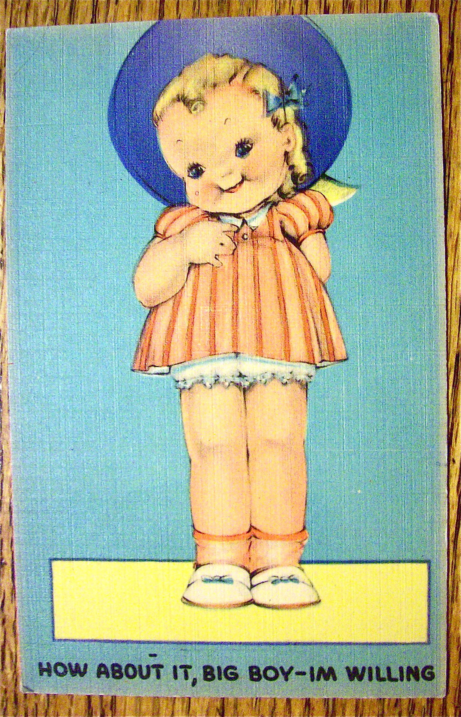 A Little Girl Standing And Thinking Postcard