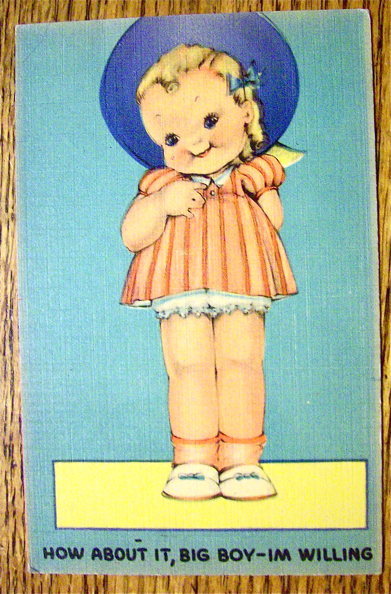 A Little Girl Standing And Thinking Postcard