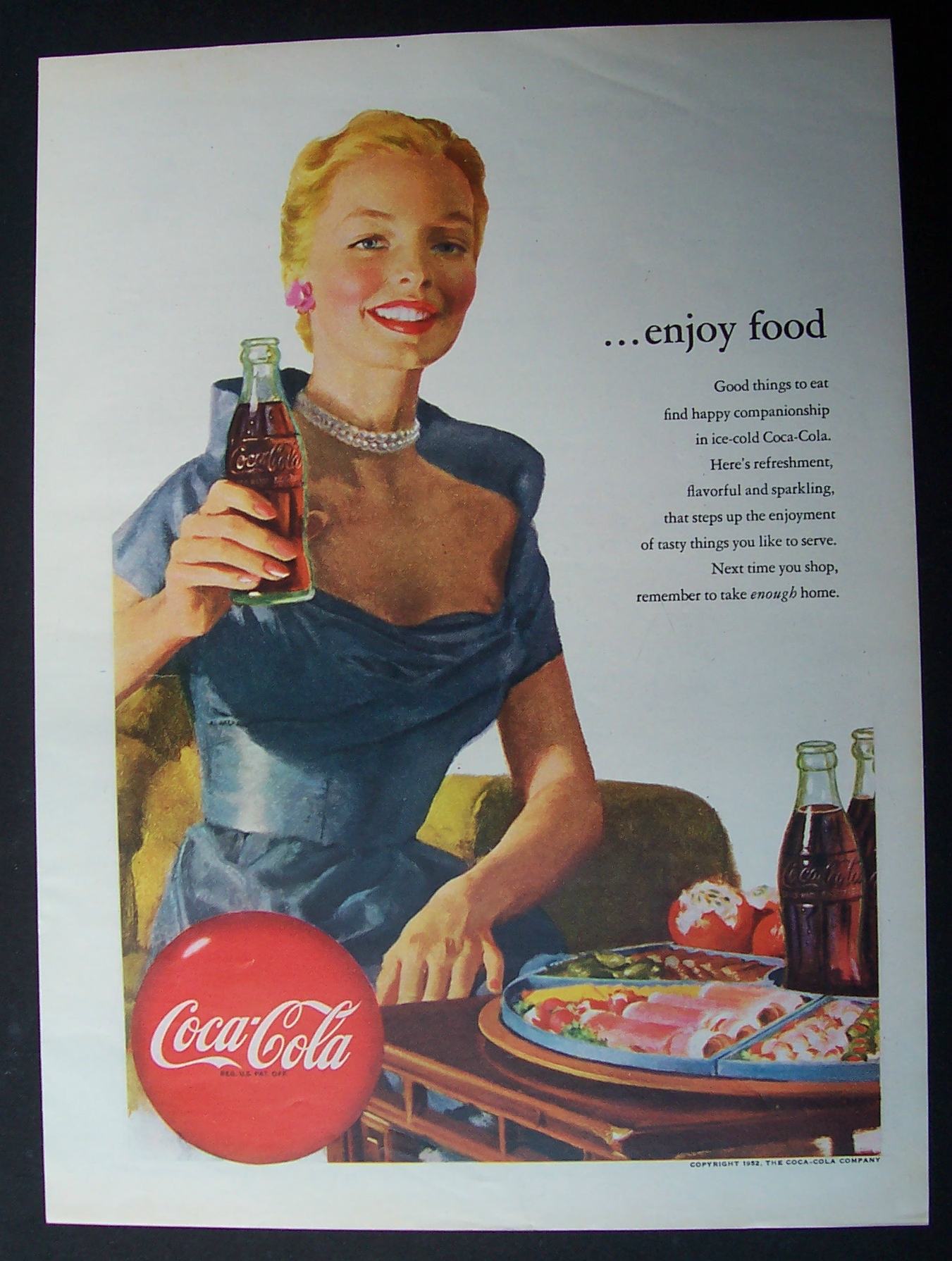 1952 Coca Cola (Coke) with Woman Holding A Bottle