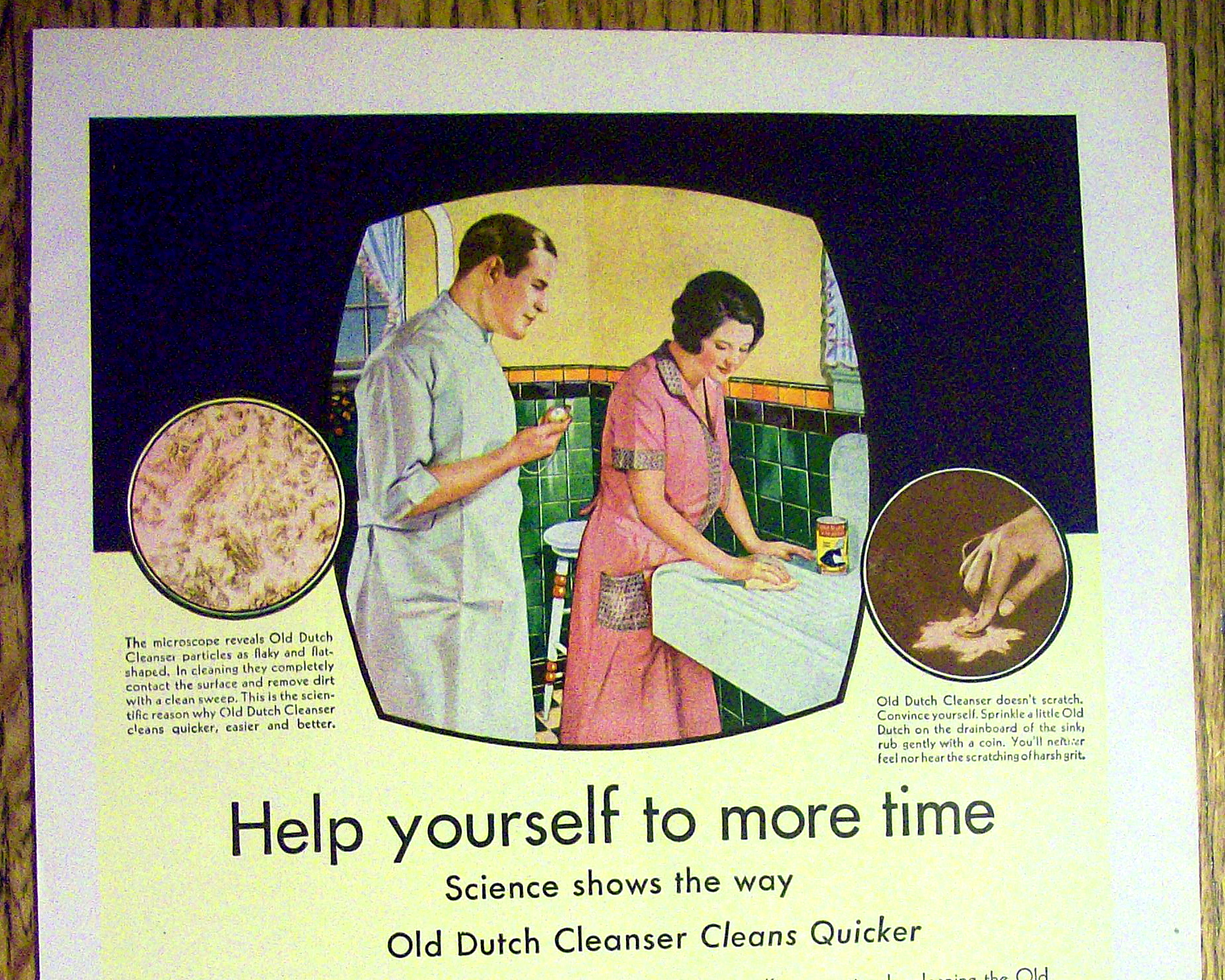 1931 Old Dutch Cleanser w/Woman Being Timed