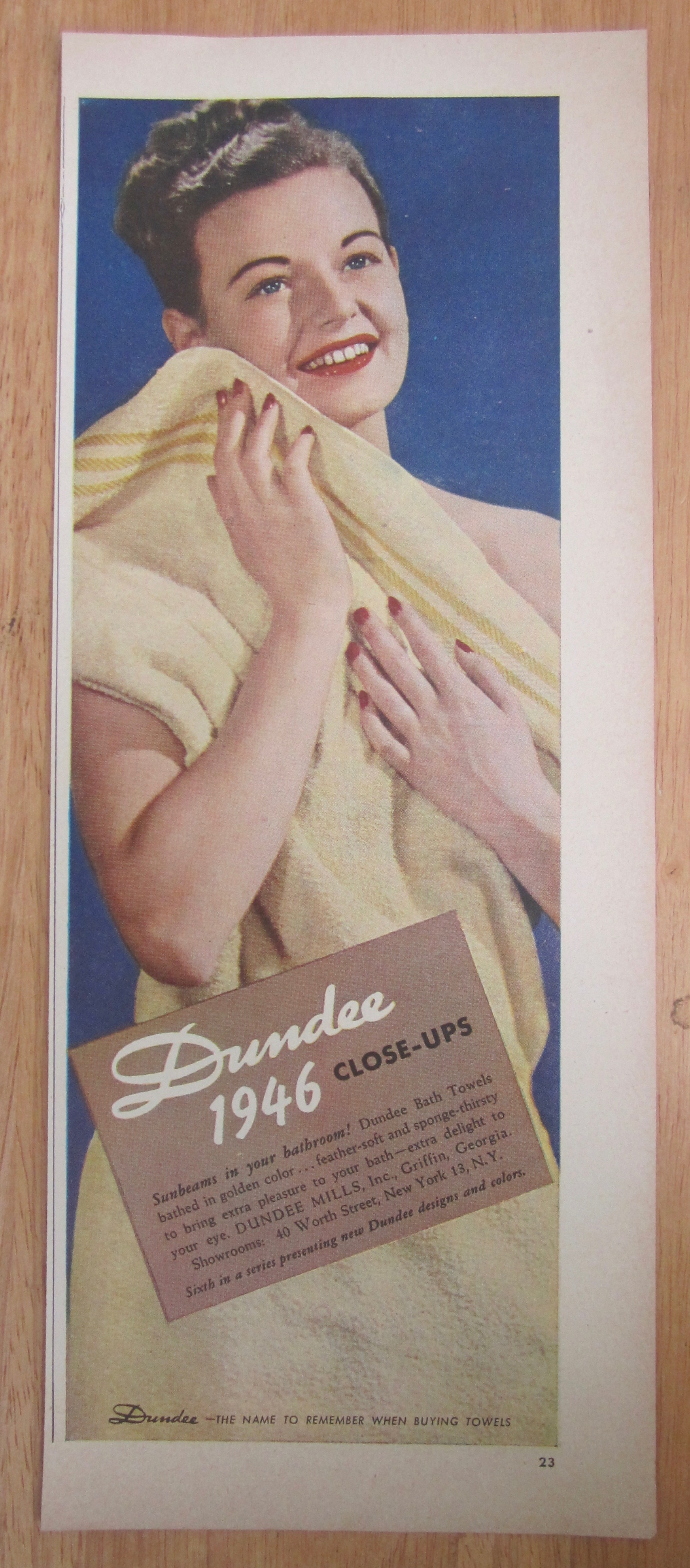 1946 Dundee Towels with Woman Wiping Herself