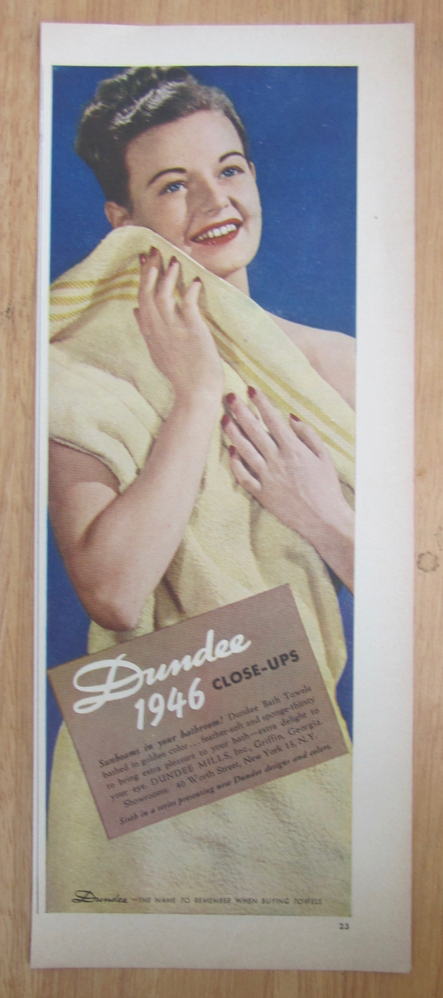 1946 Dundee Towels with Woman Wiping Herself