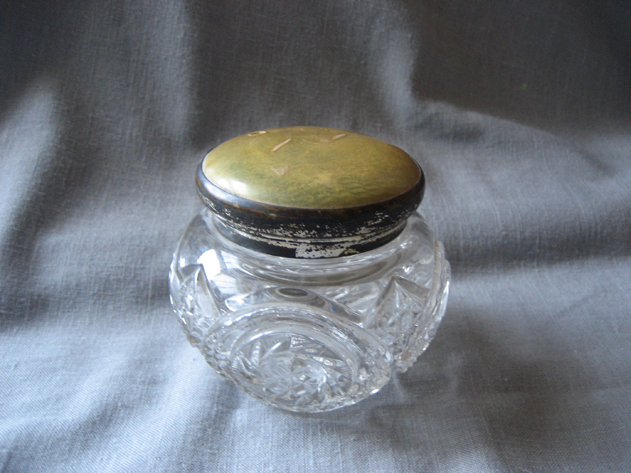 Cut Glass Powder Jar
