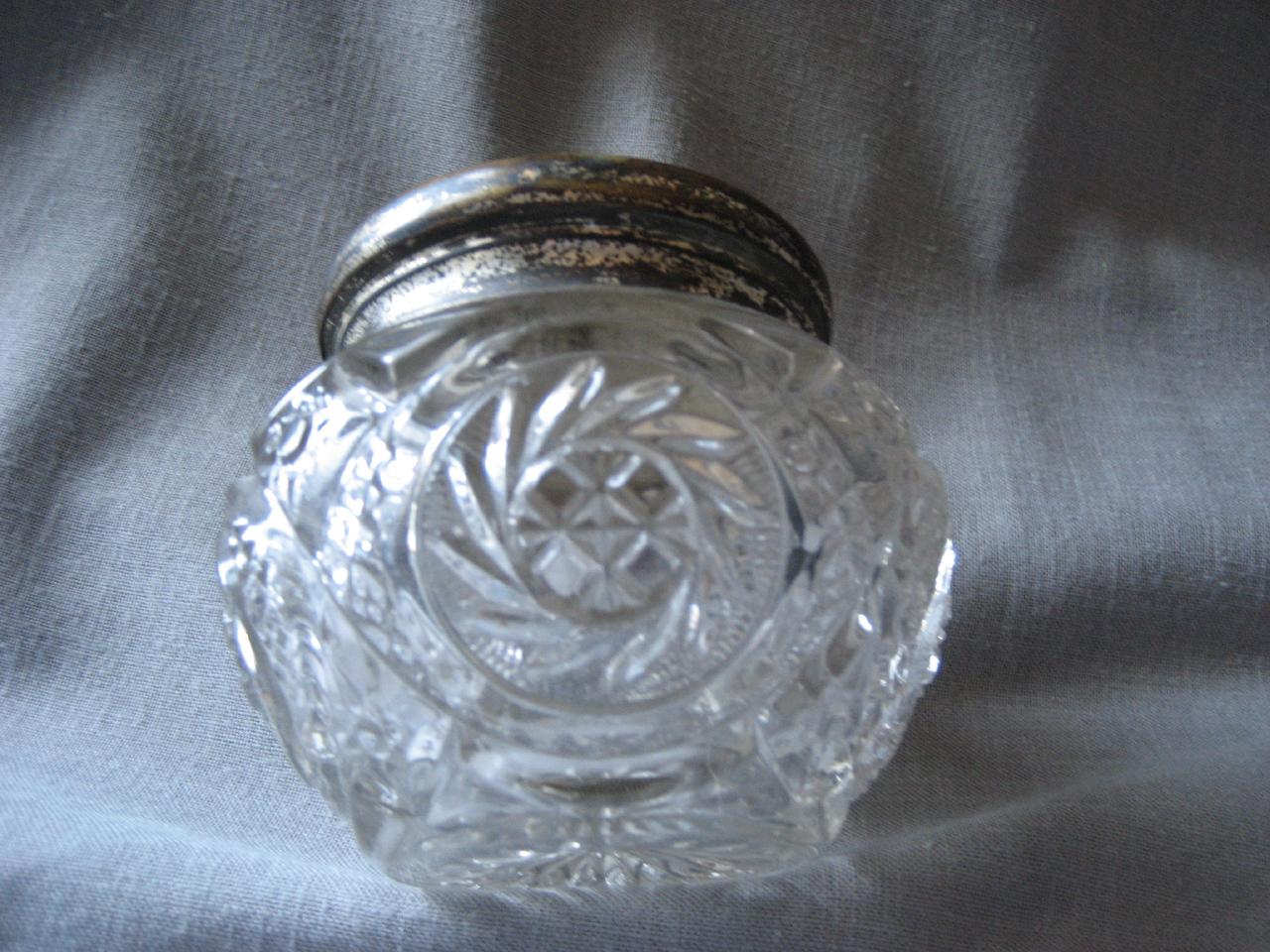 Cut Glass Powder Jar