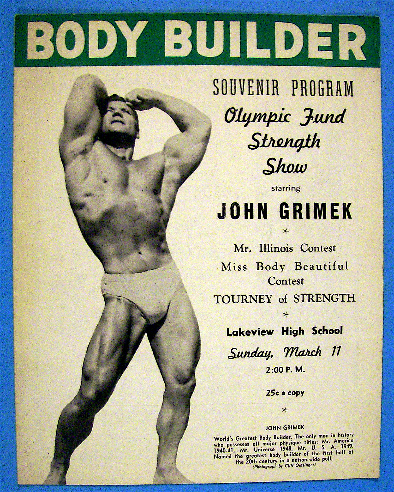 Body Builder Souvenir Program March 1951 John Grimek