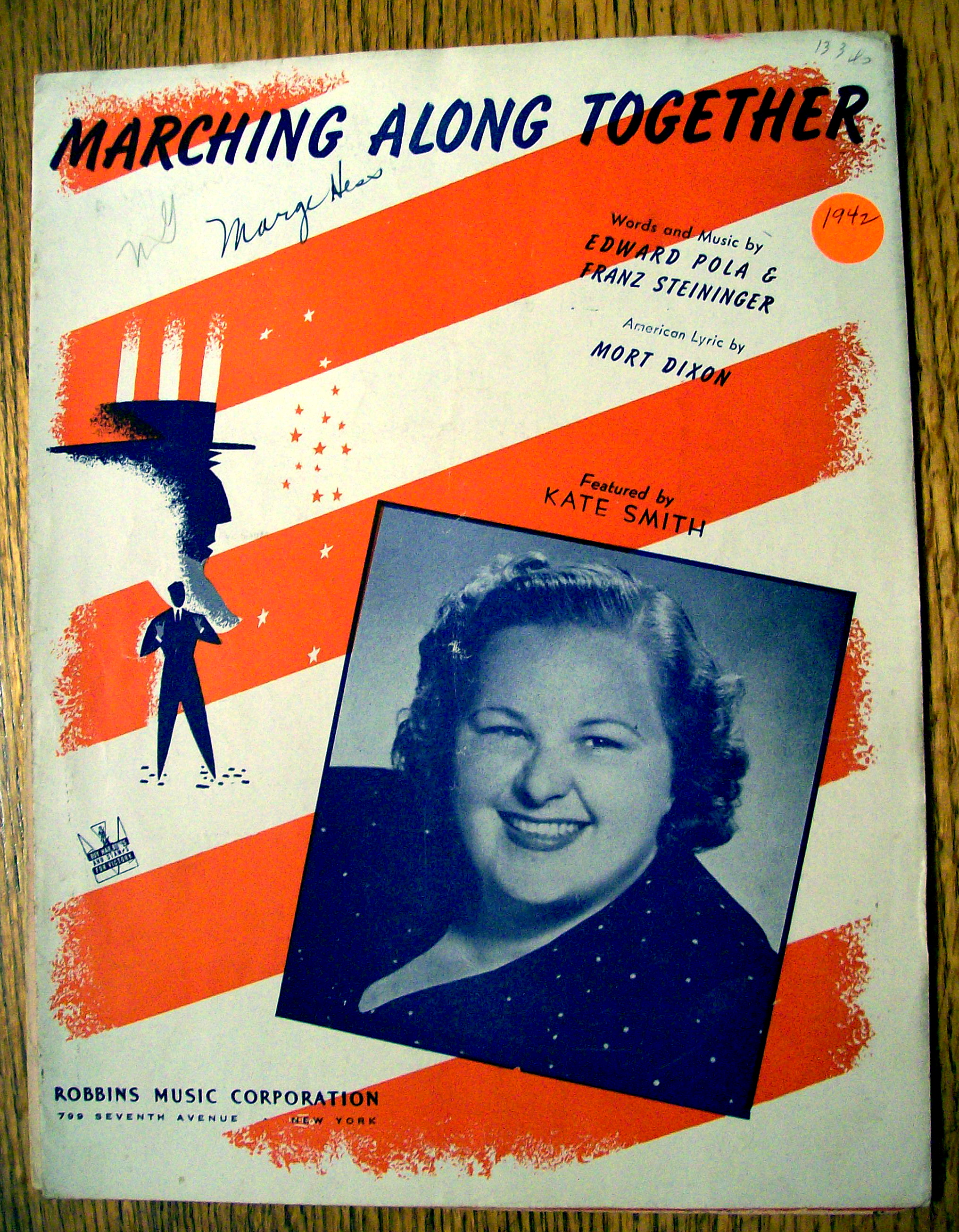 Sheet Music For 1942 Marching Along Together-Kate Smith