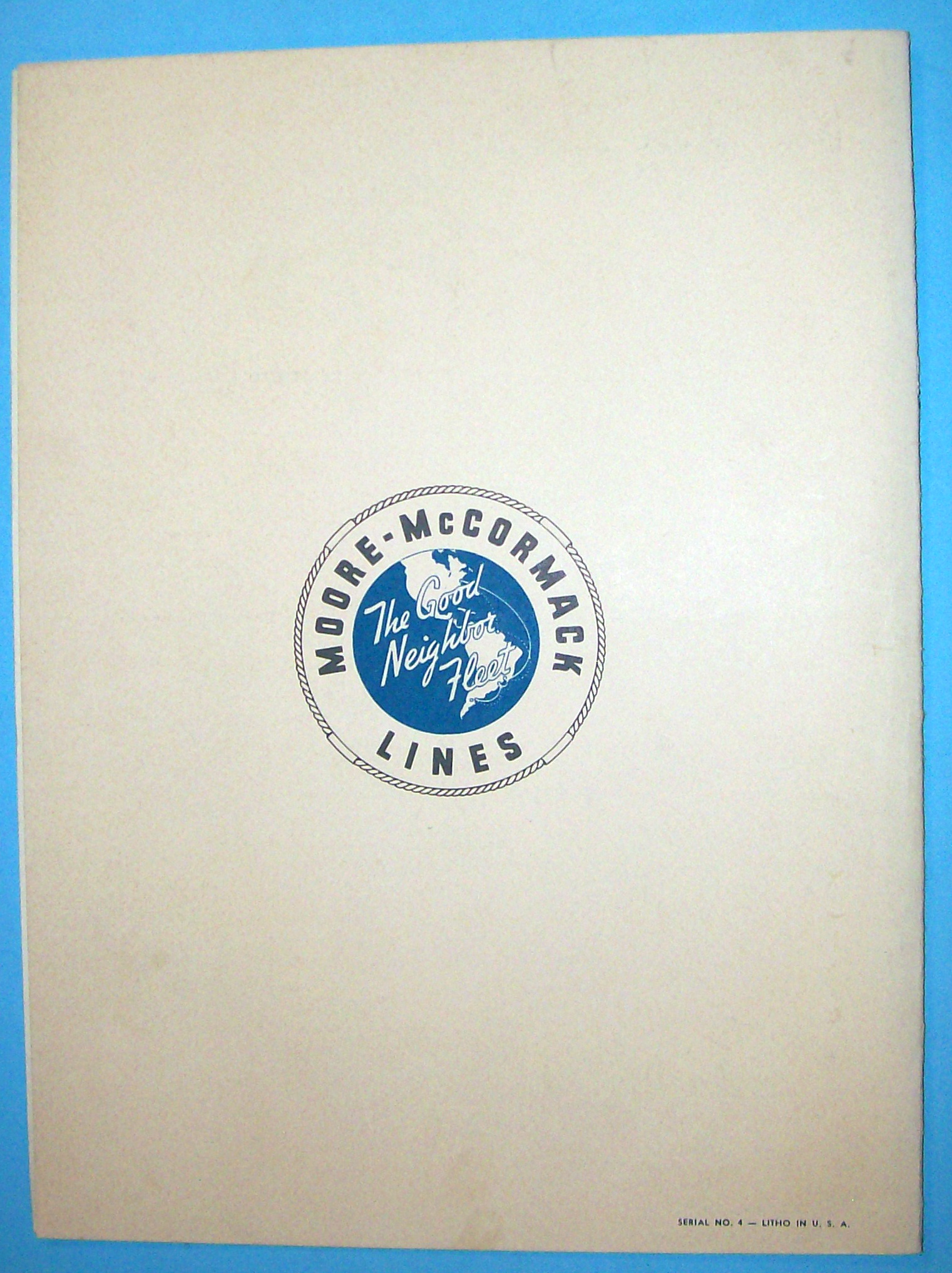 S. S. Brazil Menu (Moore Mc Cormack Lines) May 15, 1956