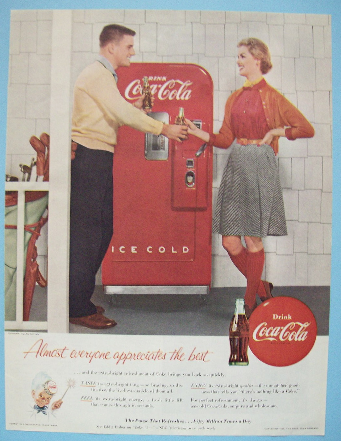 1955 Coca Cola (Coke) w/Man & Woman Getting Soda