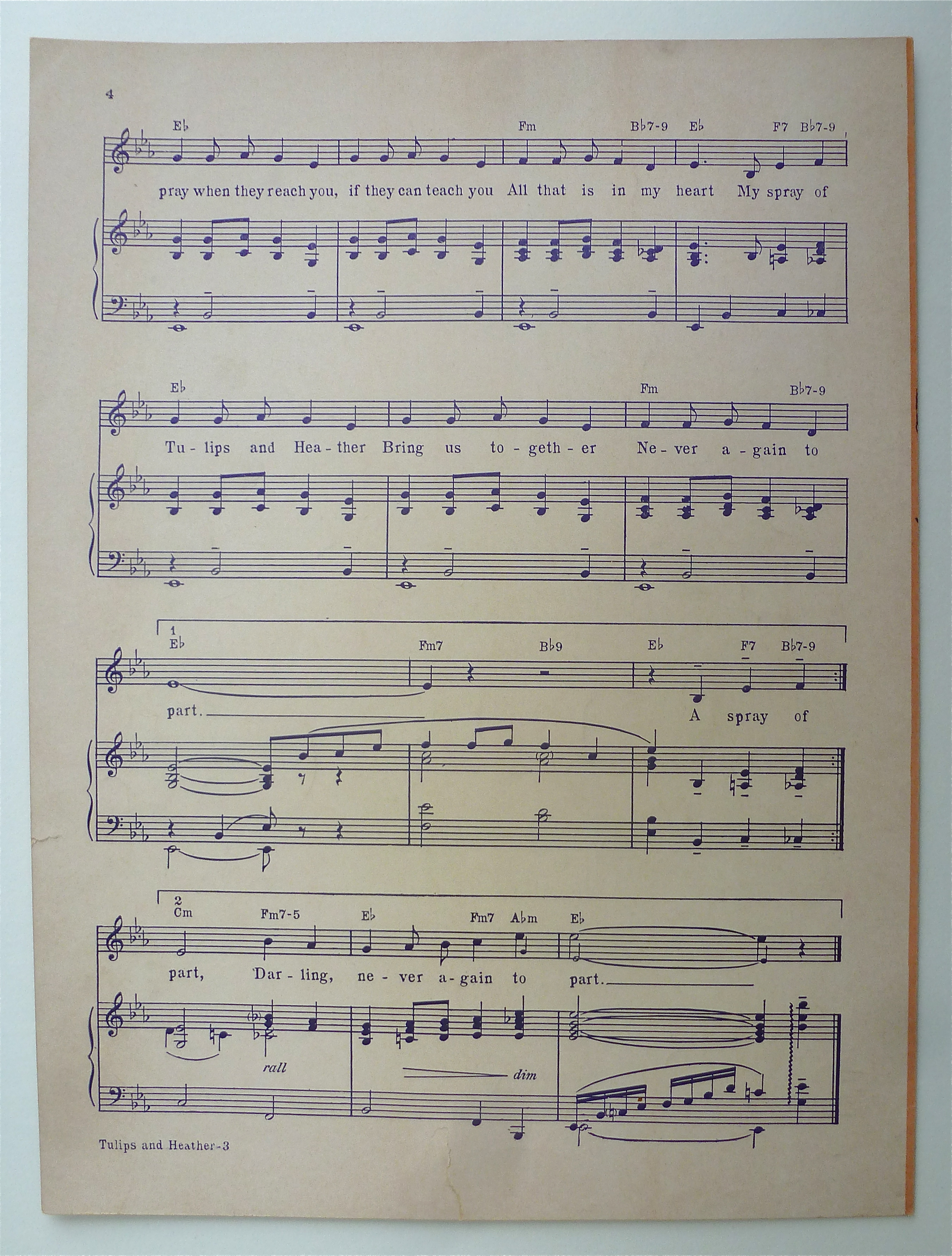 Sheet Music For 1950 Tulips And Heather