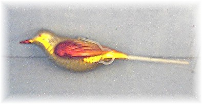 Handblown Glass Red/Gold Glass Xmas Bird