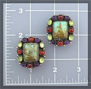 Navajo Turquoise Amethyst Peridot Garnet Sterling Silve
