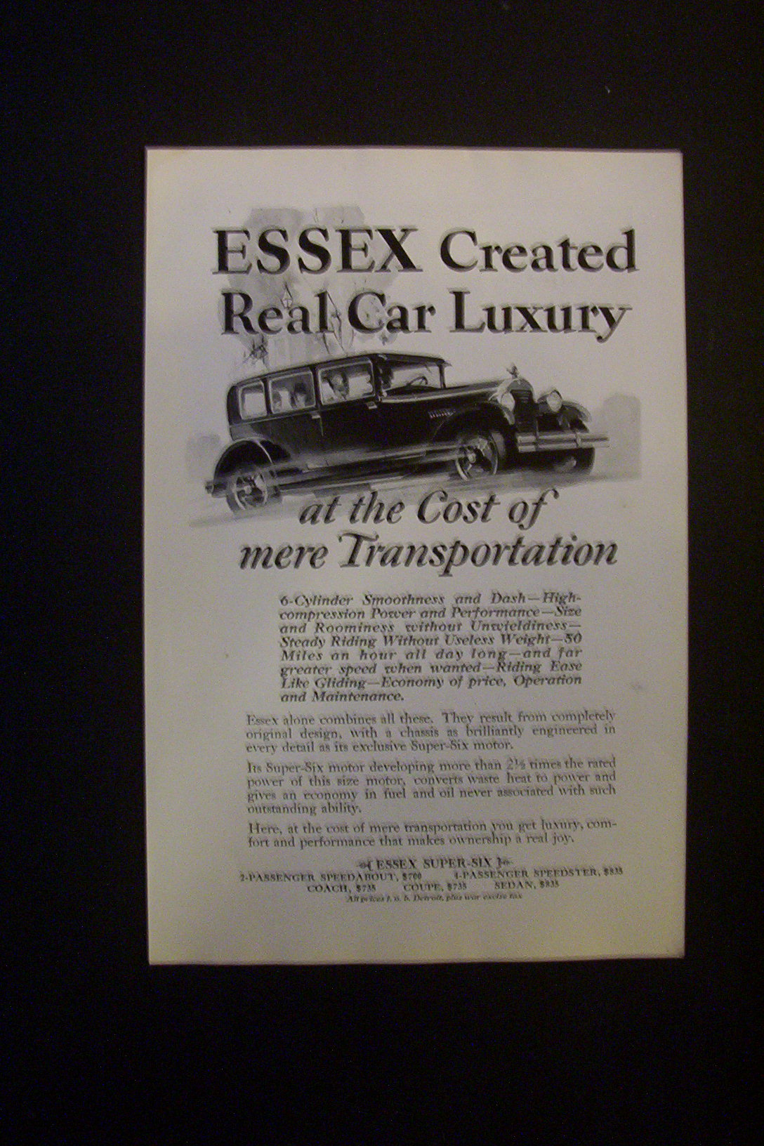 1927 Essex Super Six with People Driving in Car