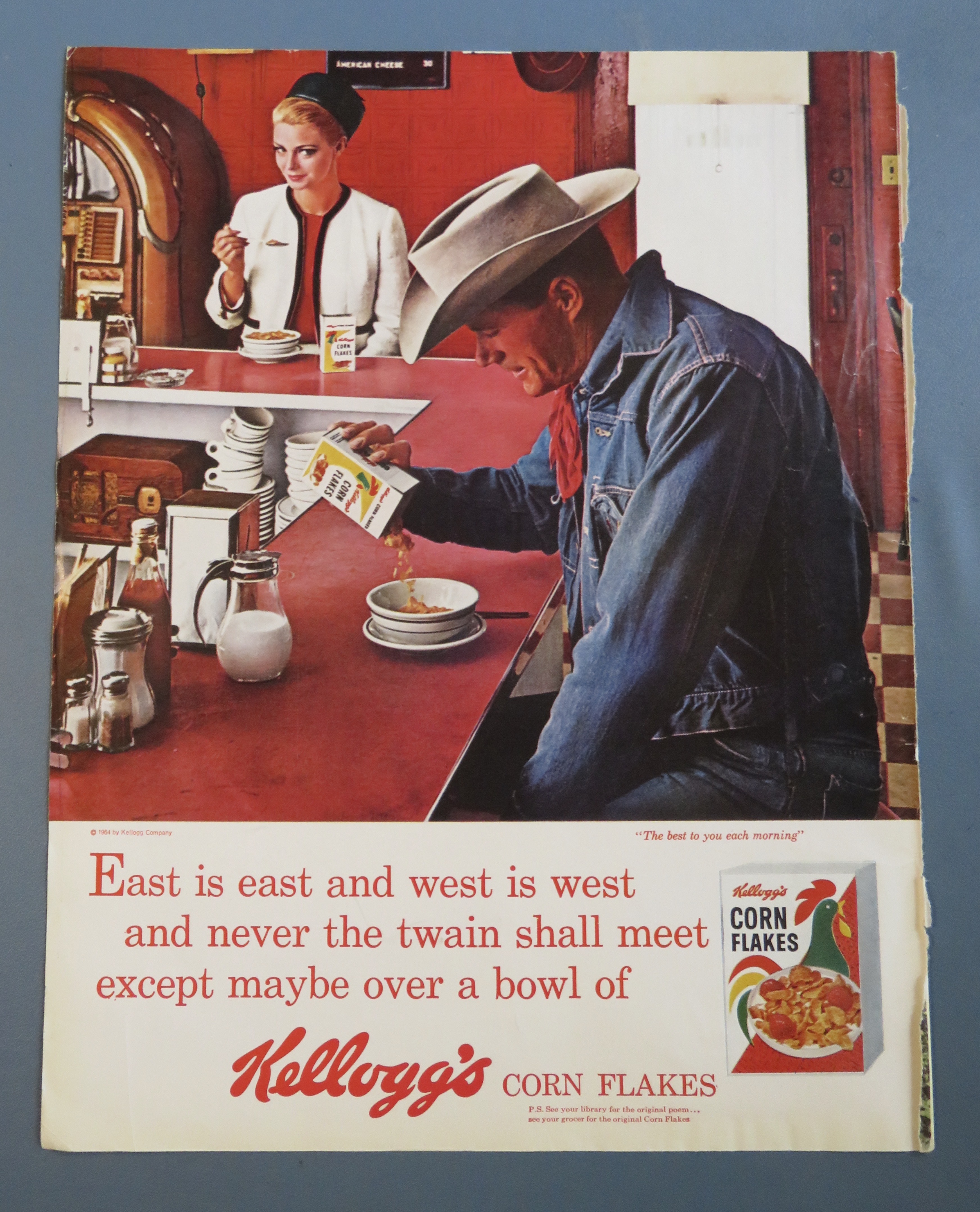 1964 Kellogg's Corn Flakes with Cowboy Pouring Cereal