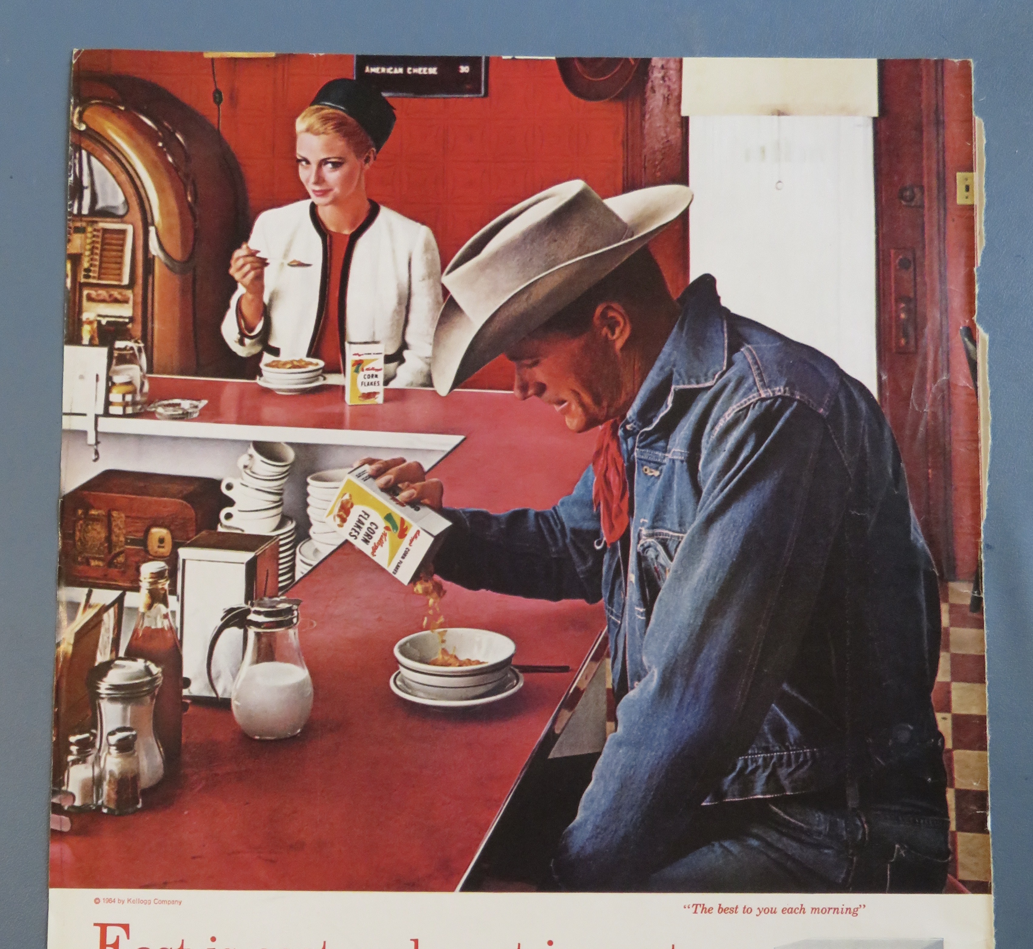 1964 Kellogg's Corn Flakes with Cowboy Pouring Cereal