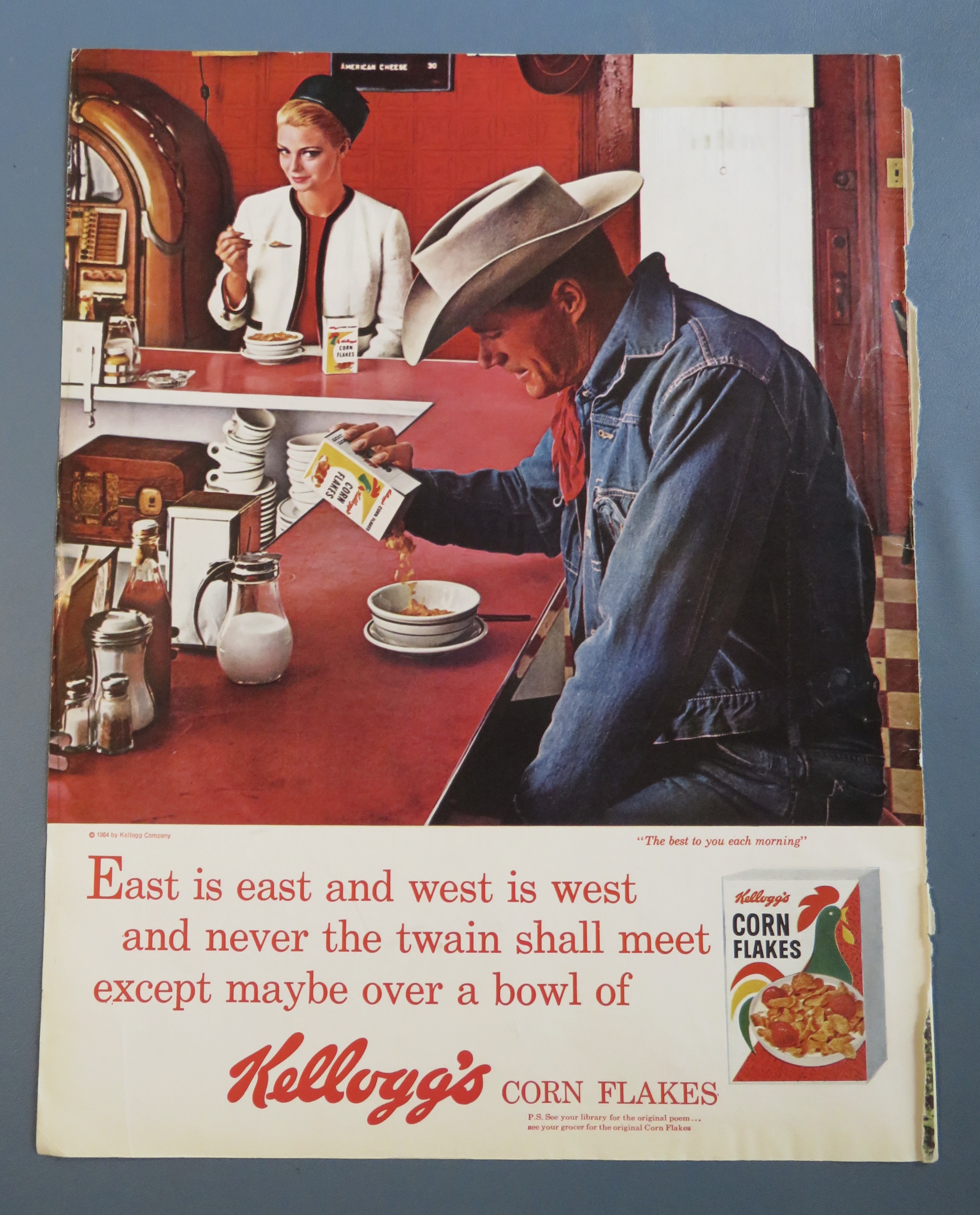 1964 Kellogg's Corn Flakes with Cowboy Pouring Cereal